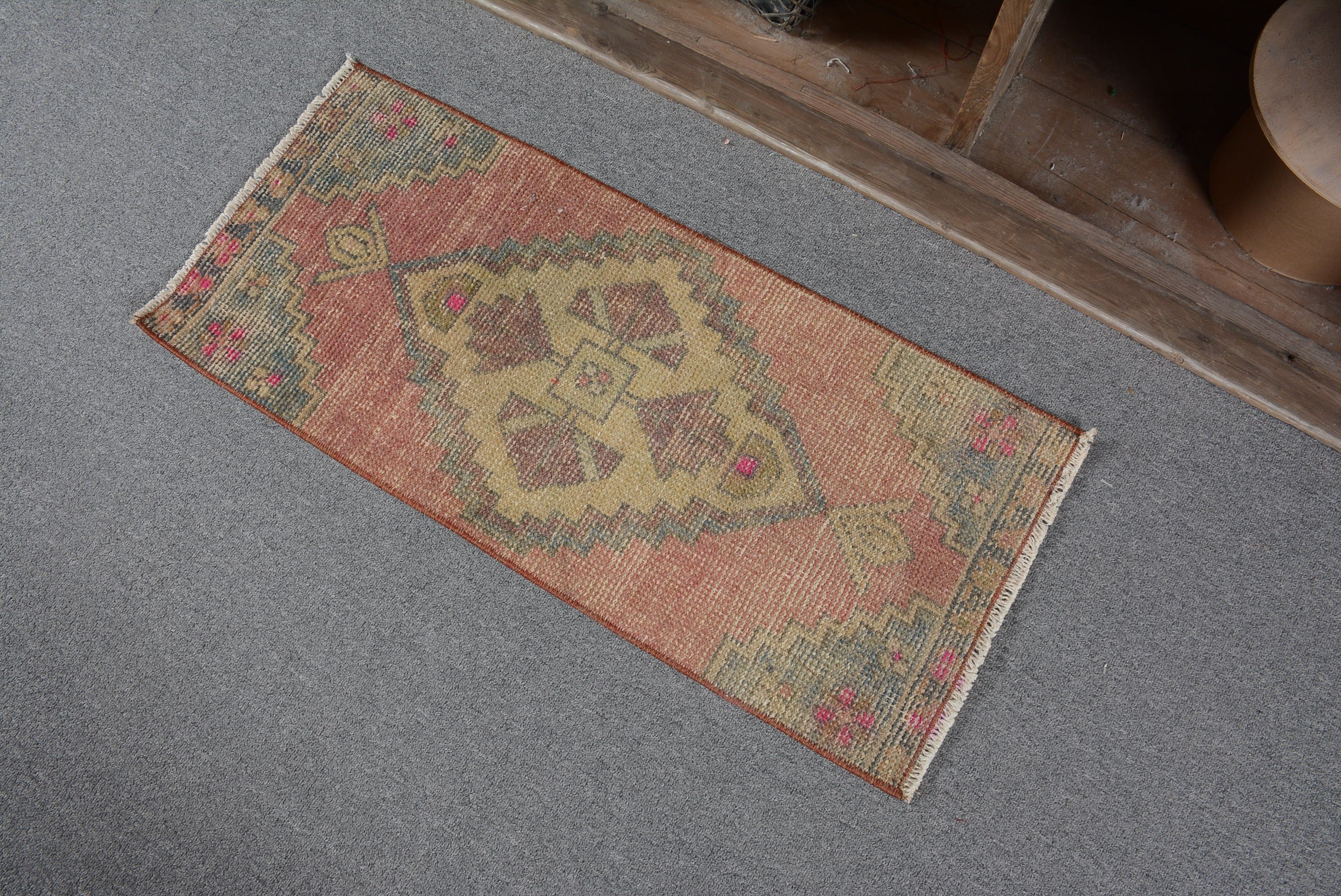 Home Decor Rug, Red Wool Rug, Car Mat Rugs, Anatolian Rug, Vintage Rug, 1.2x2.9 ft Small Rug, Eclectic Rugs, Turkish Rug, Wall Hanging Rug