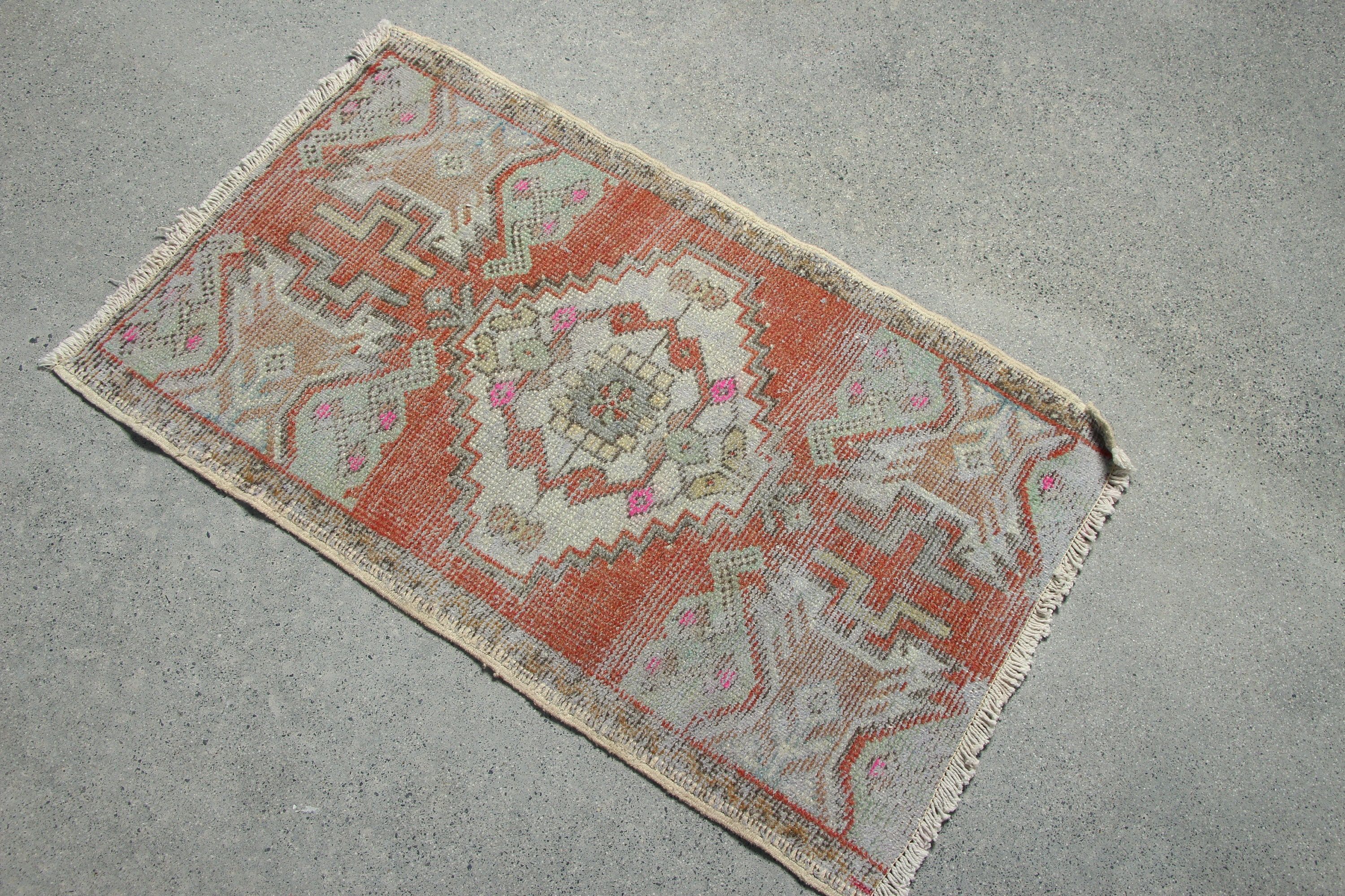 Turkish Rugs, Vintage Rug, Kitchen Rugs, Orange Floor Rug, Door Mat Rug, Floor Rug, 1.7x2.9 ft Small Rug, Rugs for Bedroom, Bedroom Rug