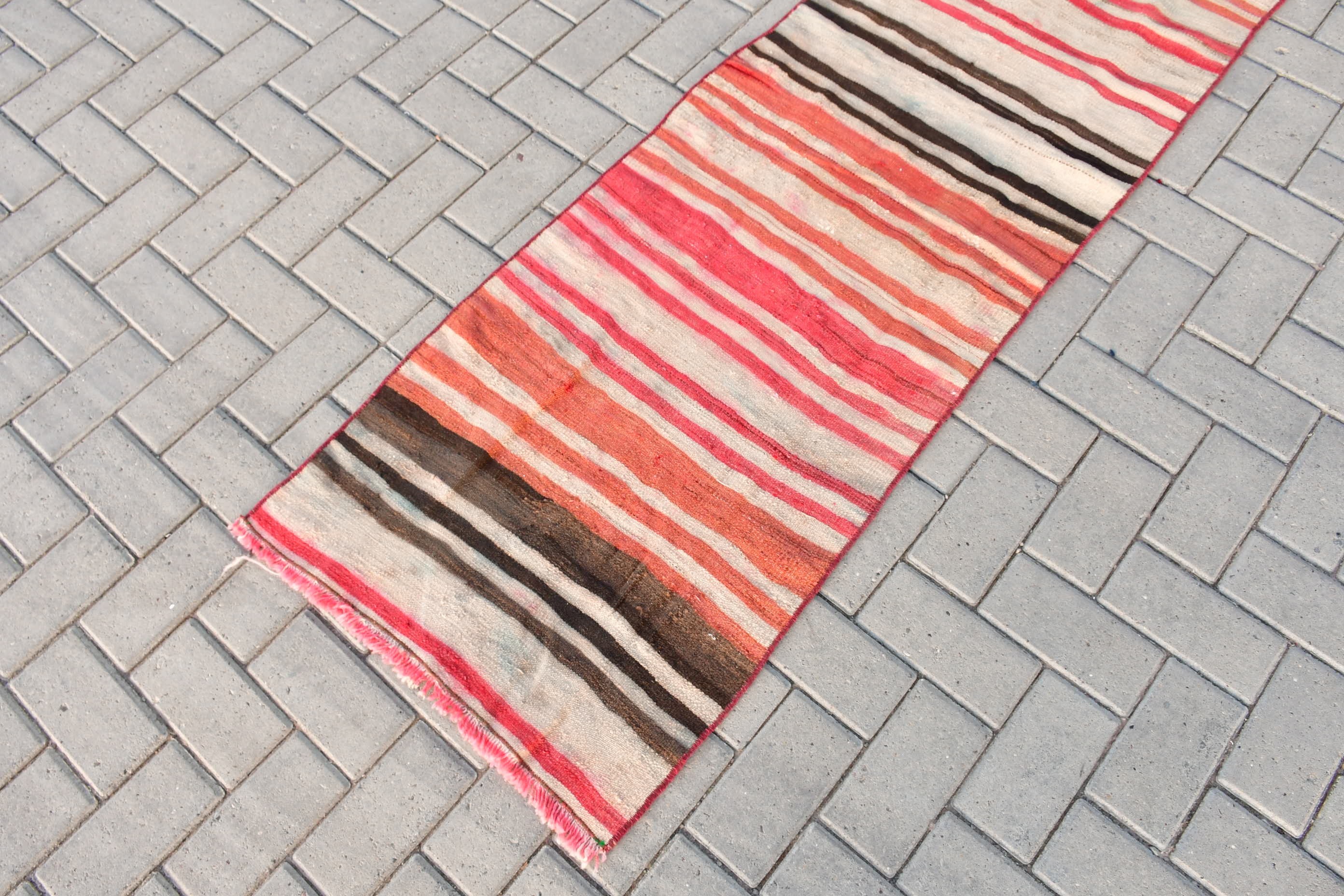 Kilim, 2x7.4 ft Yolluk Halıları, Vintage Halılar, Göçebe Halısı, Yün Halısı, Mutfak Halıları, Bej Yün Halısı, Merdiven Halıları, Türk Halısı, Ev Dekorasyonu Halısı