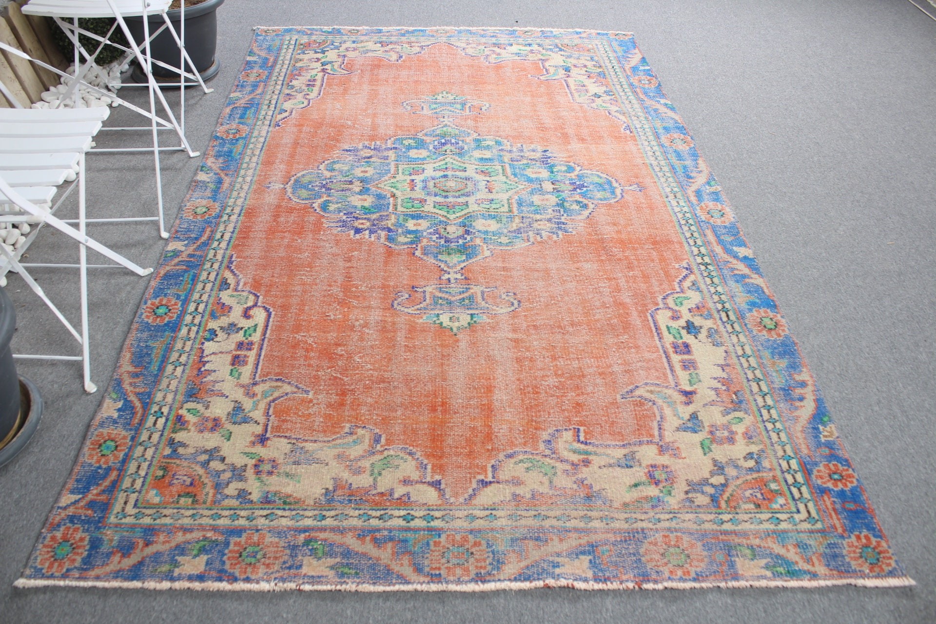 Yatak Odası Halıları, Türk Halıları, Vintage Halı, Parlak Halı, 5.5x8.4 ft Büyük Halılar, Kırmızı Ev Dekor Halıları, Oushak Halısı, Oturma Odası Halısı