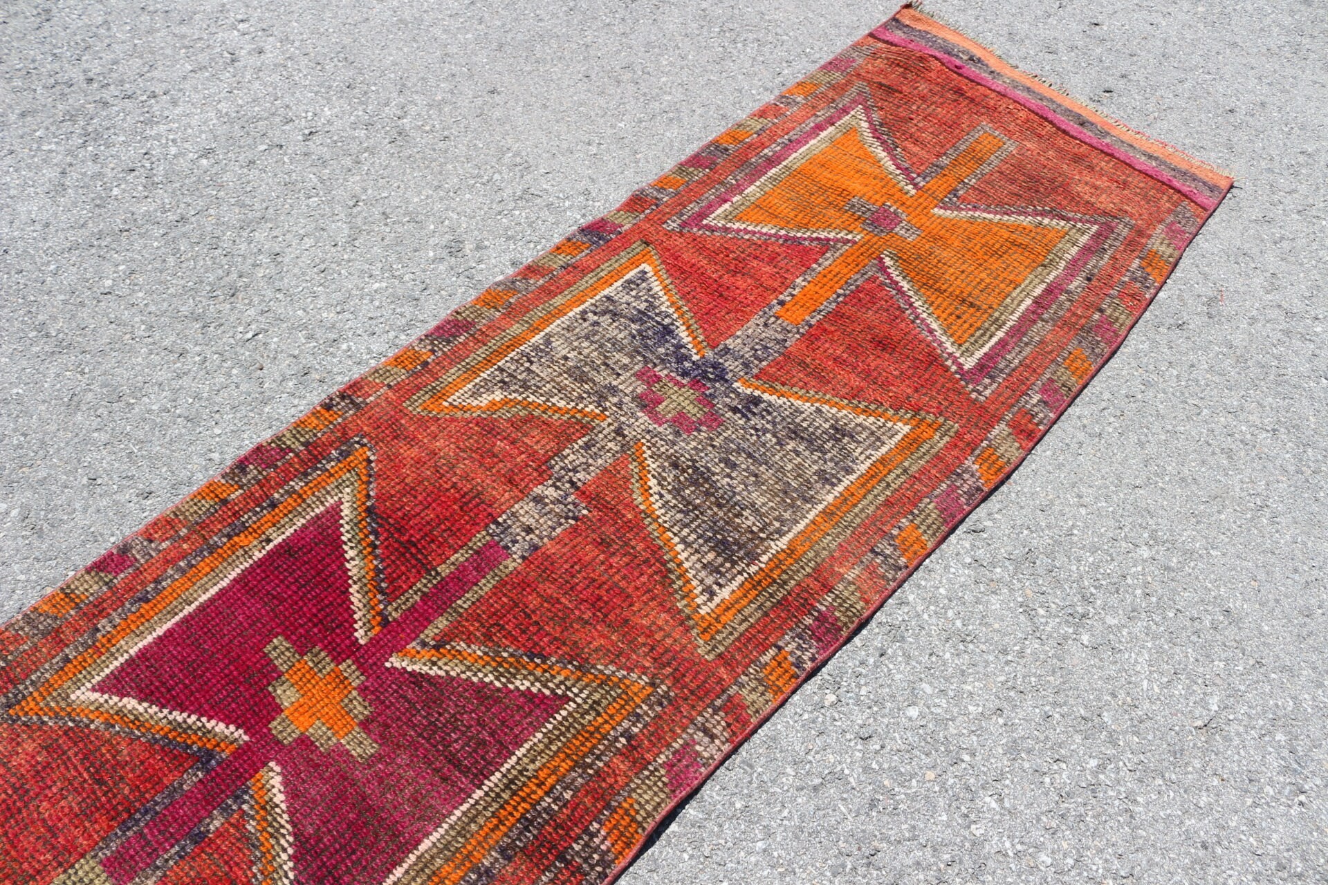 Vintage Rug, Stair Rugs, 2.5x11.3 ft Runner Rugs, Turkish Rugs, Orange Home Decor Rugs, Dorm Rug, Floor Rugs, Rugs for Runner, Moroccan Rug