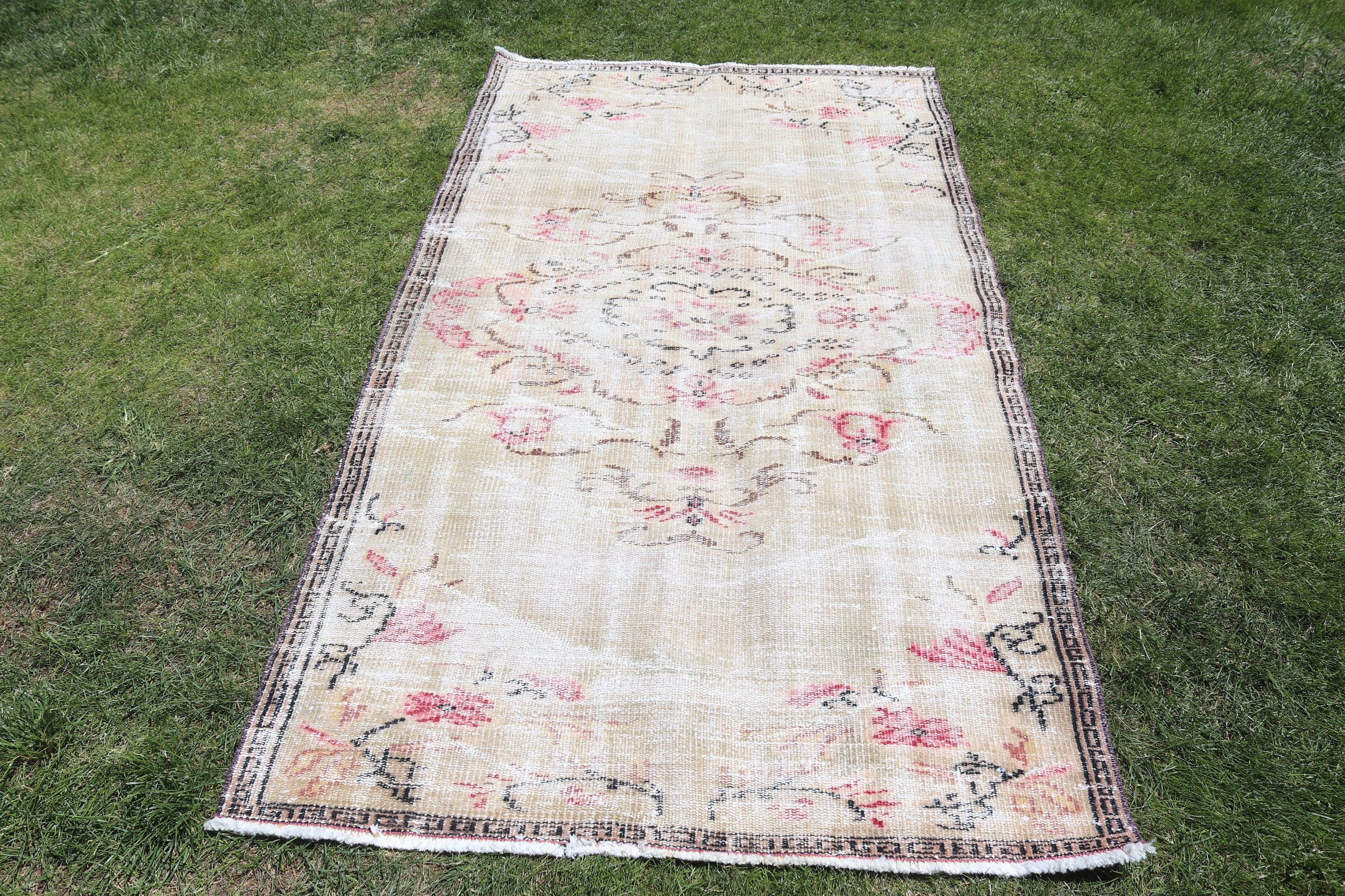 Modern Rugs, Bedroom Rugs, Vintage Rug, Beige Antique Rugs, 3.7x6.8 ft Area Rugs, Living Room Rug, Turkish Rug, Boho Area Rug, Turkey Rug