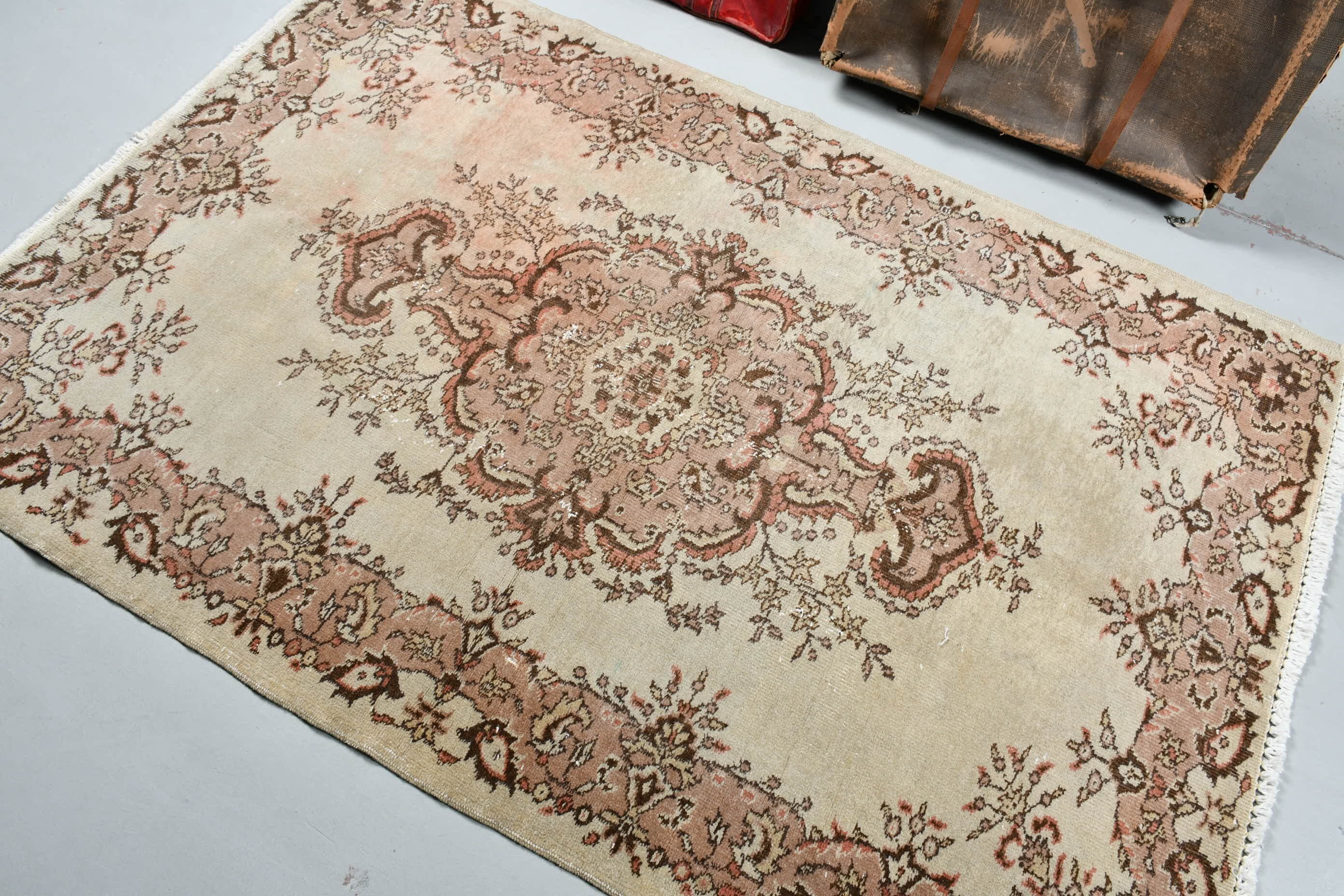 Tasarımcı Halısı, Vintage Halılar, Fas Halısı, Bej Oryantal Halısı, Çocuk Halısı, 4.1x6.1 ft Alan Halısı, Yemek Odası Halısı, Yatak Odası Halısı, Türk Halısı