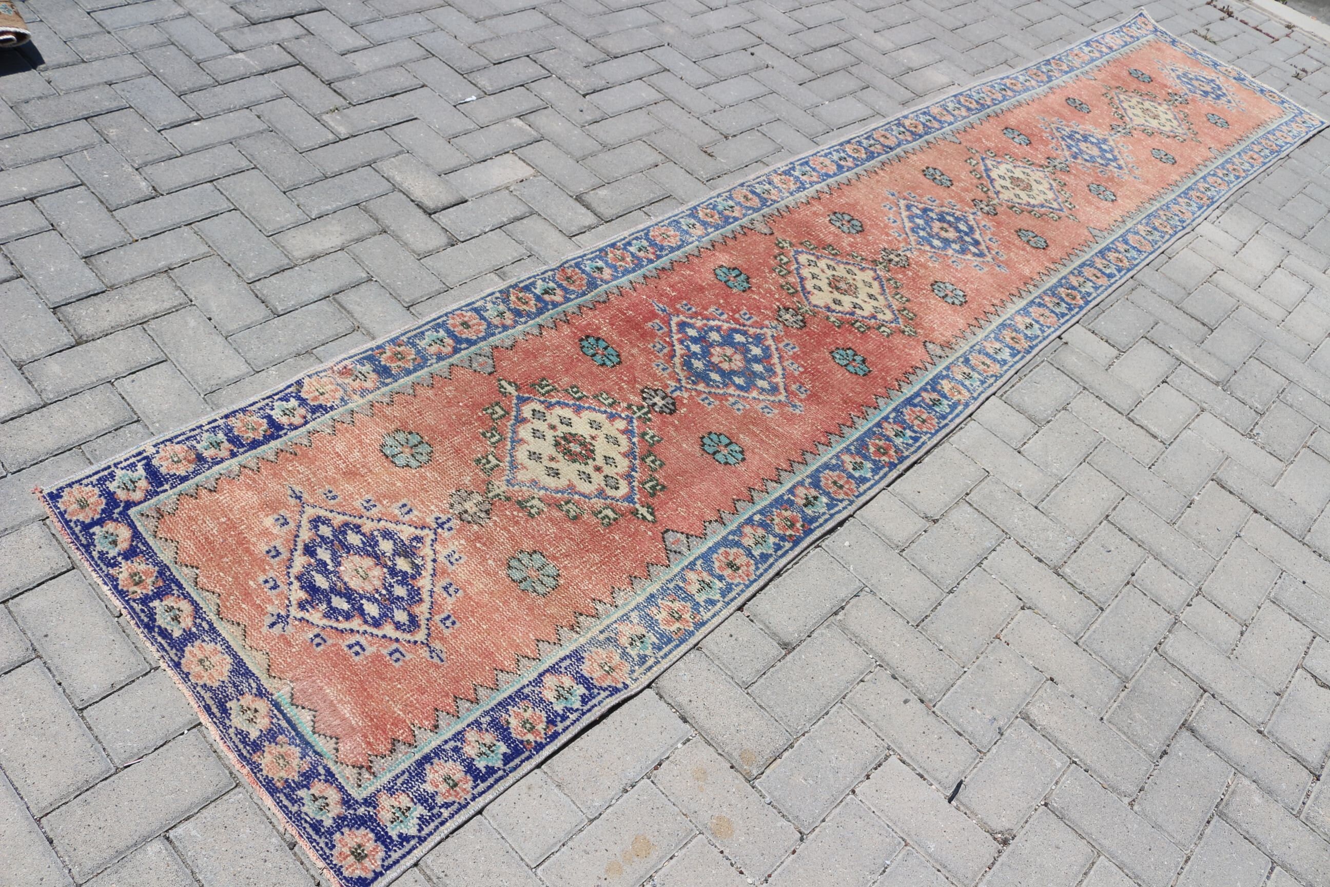 Orange Oushak Rug, Turkish Rug, Rugs for Hallway, 2.5x12.6 ft Runner Rug, Vintage Rugs, Custom Rugs, Oriental Rug, Stair Rug, Cool Rug