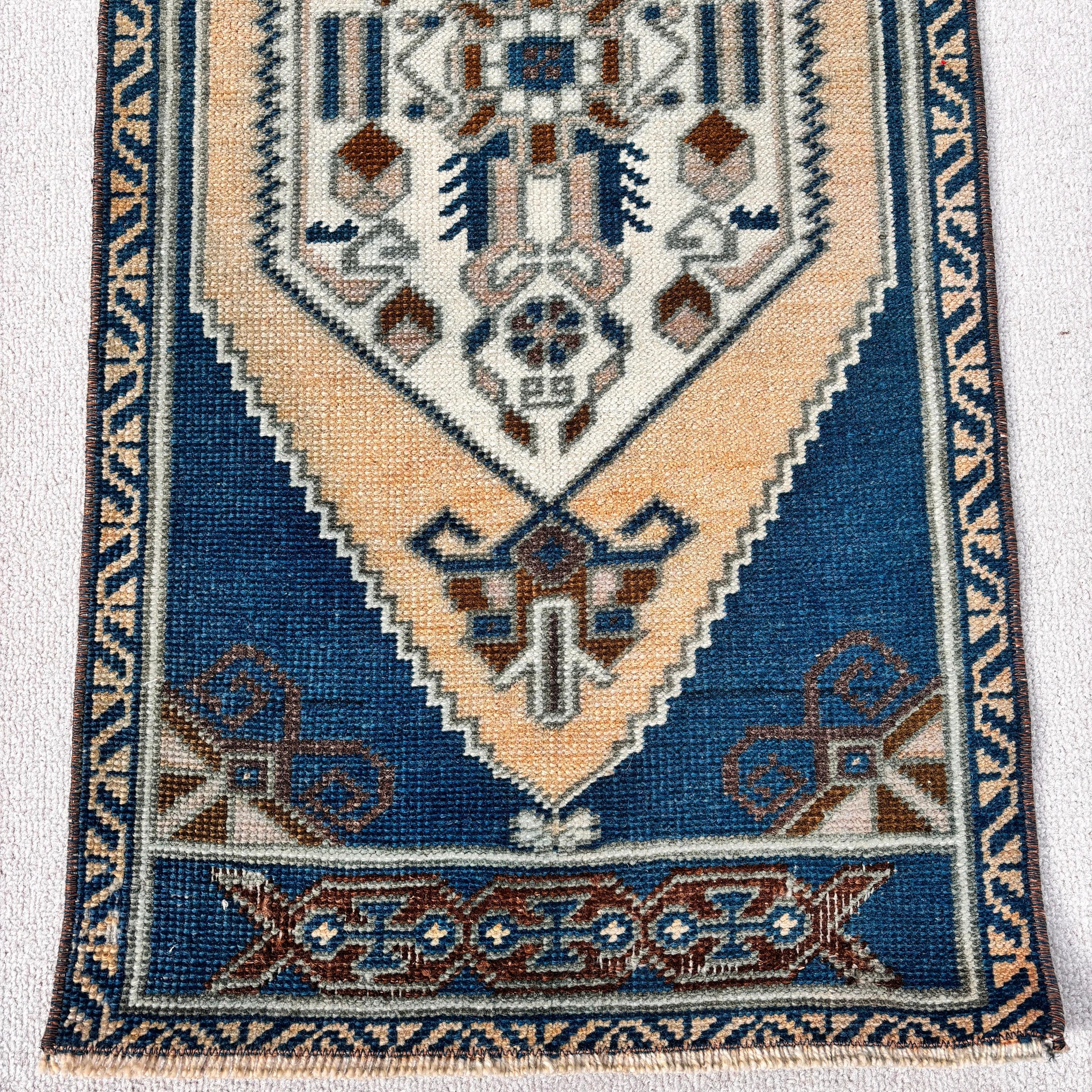 Lüks Halı, Mavi Yer Halıları, Boho Halılar, 1,5x3,2 ft Küçük Halılar, Vintage Halılar, Araba Paspas Halıları, Küçük Vintage Halı, Nötr Halılar, Türk Halıları