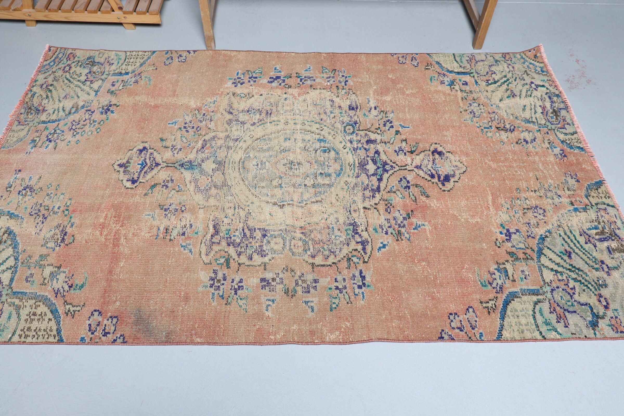 Orange Oushak Rug, Floor Rug, Turkish Rug, Vintage Rugs, Nursery Rugs, Bedroom Rugs, Moroccan Rugs, Home Decor Rugs, 4.4x7.2 ft Area Rugs