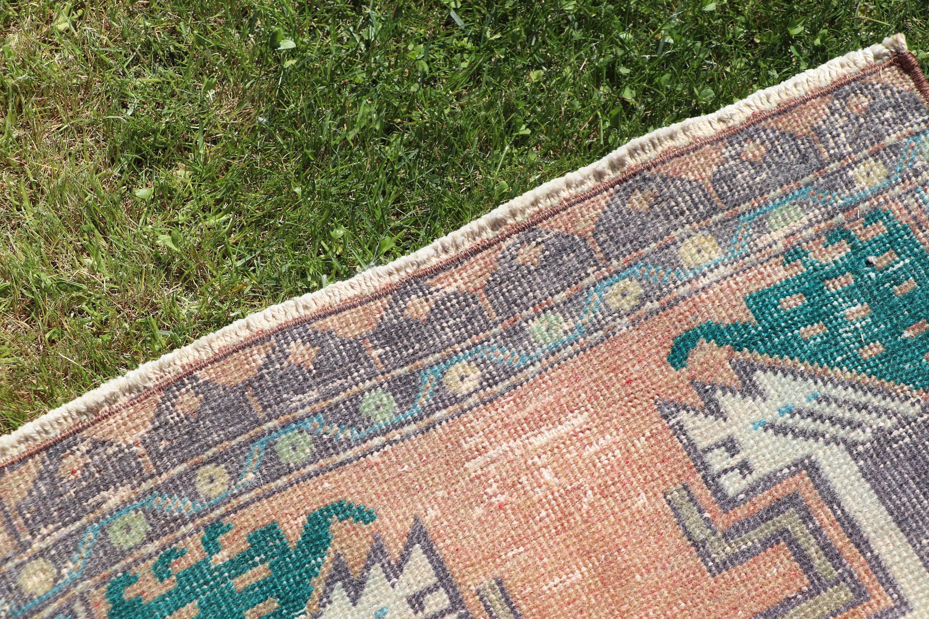 Handwoven Rug, Orange Bedroom Rug, Vintage Rugs, Aztec Rug, Nursery Rugs, Turkish Rugs, Door Mat Rugs, Modern Rug, 1.7x3.4 ft Small Rug