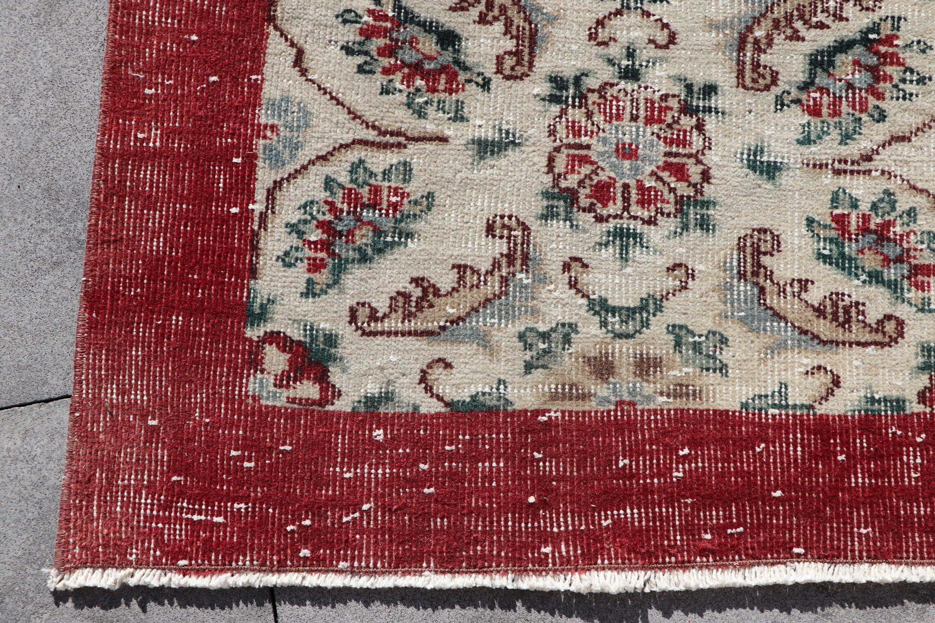 Living Room Rugs, Rugs for Nursery, Wool Rug, Turkish Rug, 3.8x6.6 ft Area Rug, Floor Rugs, Red Moroccan Rug, Vintage Rugs