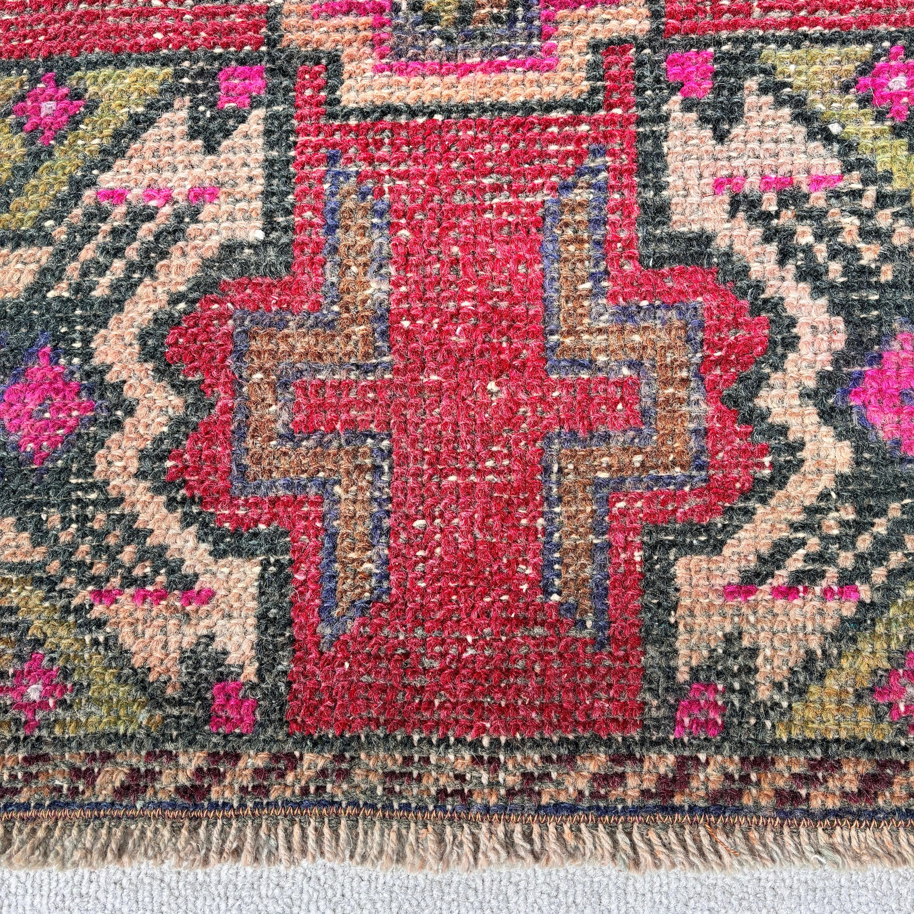 Turkish Rug, Geometric Rug, 1.8x3.1 ft Small Rug, Ethnic Rug, Small Vintage Rugs, Red Luxury Rug, Vintage Rug, Handwoven Rugs, Nursery Rug