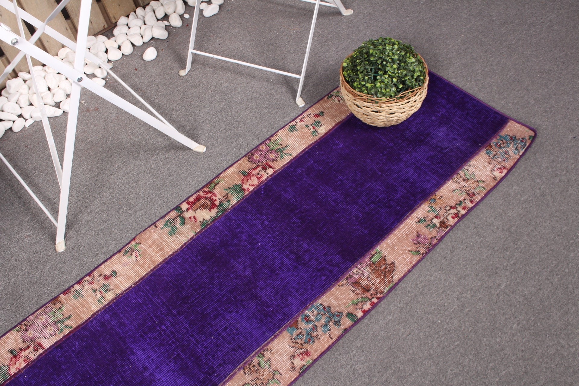 Hallway Rug, Rugs for Corridor, Turkish Rug, Vintage Rug, Home Decor Rug, 1.7x5.6 ft Runner Rugs, Stair Rug, Purple Wool Rug, Oushak Rugs