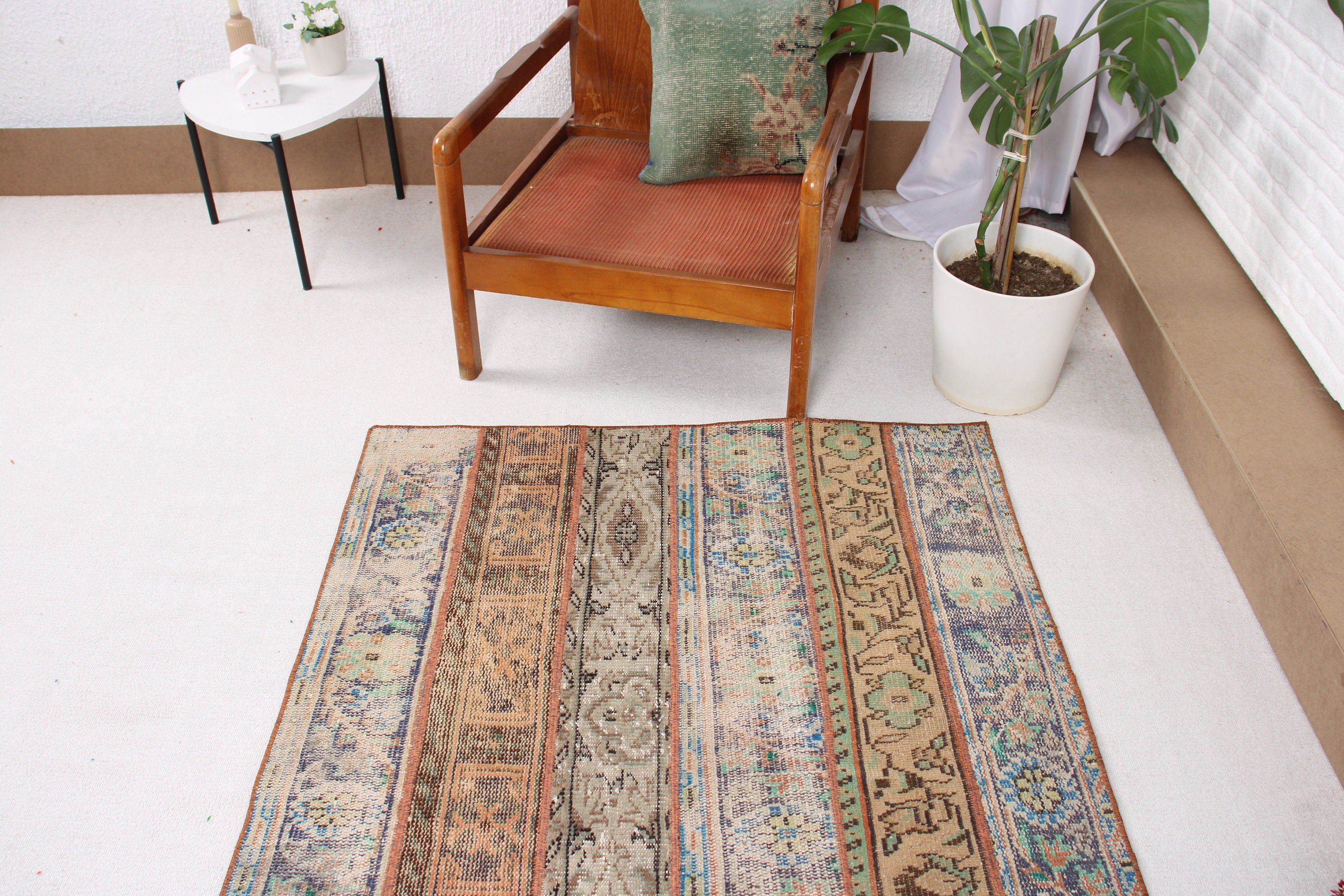 Vintage Halı, Araba Paspas Halıları, Kahverengi El Dokuma Halılar, El Dokuma Halılar, 3,3x3,7 ft Küçük Halılar, Küçük Boho Halılar, Modern Halılar, Türk Halısı