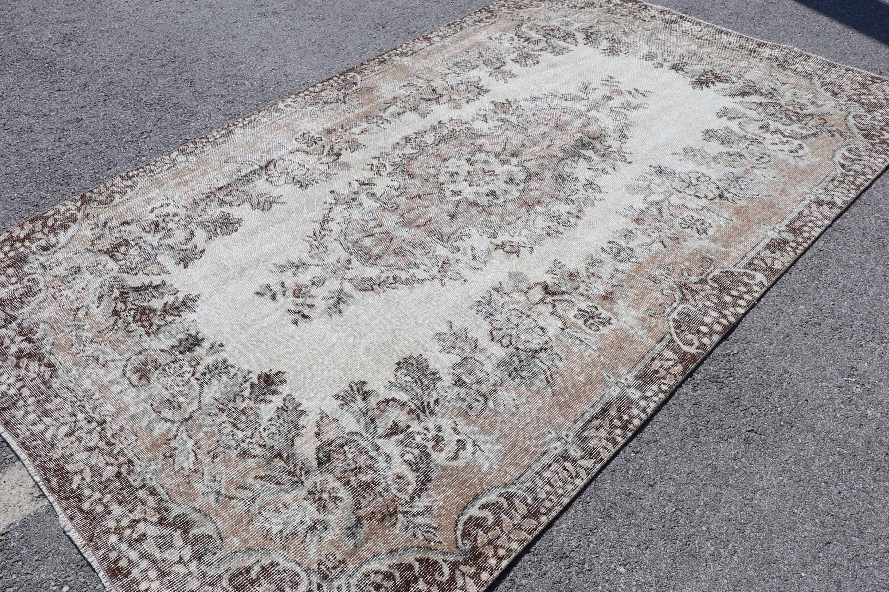 Turkish Rug, Beige Oushak Rugs, Salon Rug, Antique Rugs, Bedroom Rugs, Wool Rugs, Vintage Rug, Rugs for Salon, 5.6x9.3 ft Large Rugs