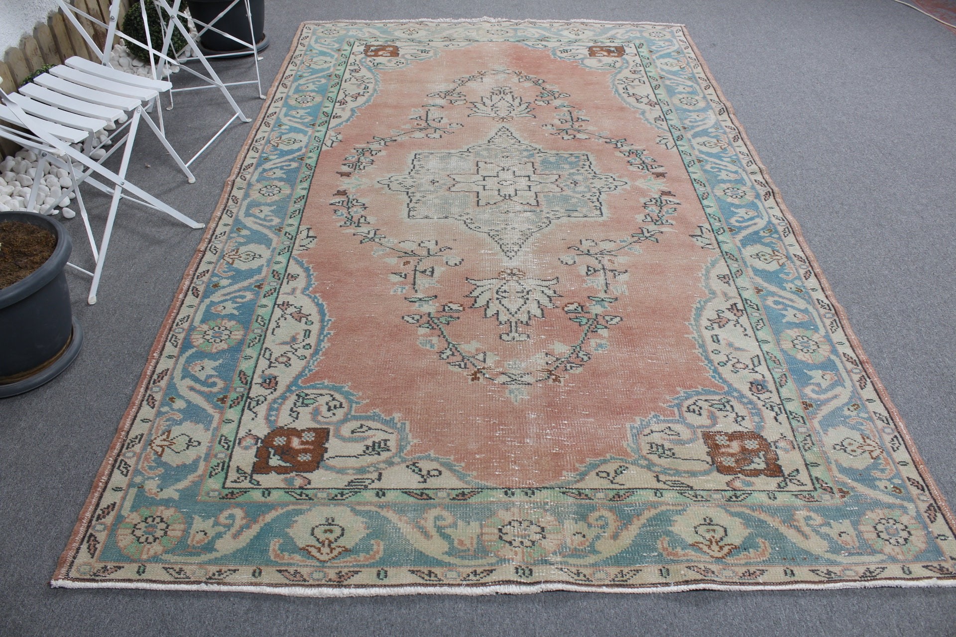 Salon Halısı, Türk Halısı, Pembe Oryantal Halı, Vintage Halılar, 5,9x9,7 ft Büyük Halılar, Ev Dekorasyonu Halıları, Göçebe Halıları, Antika Halı, Yemek Odası Halısı