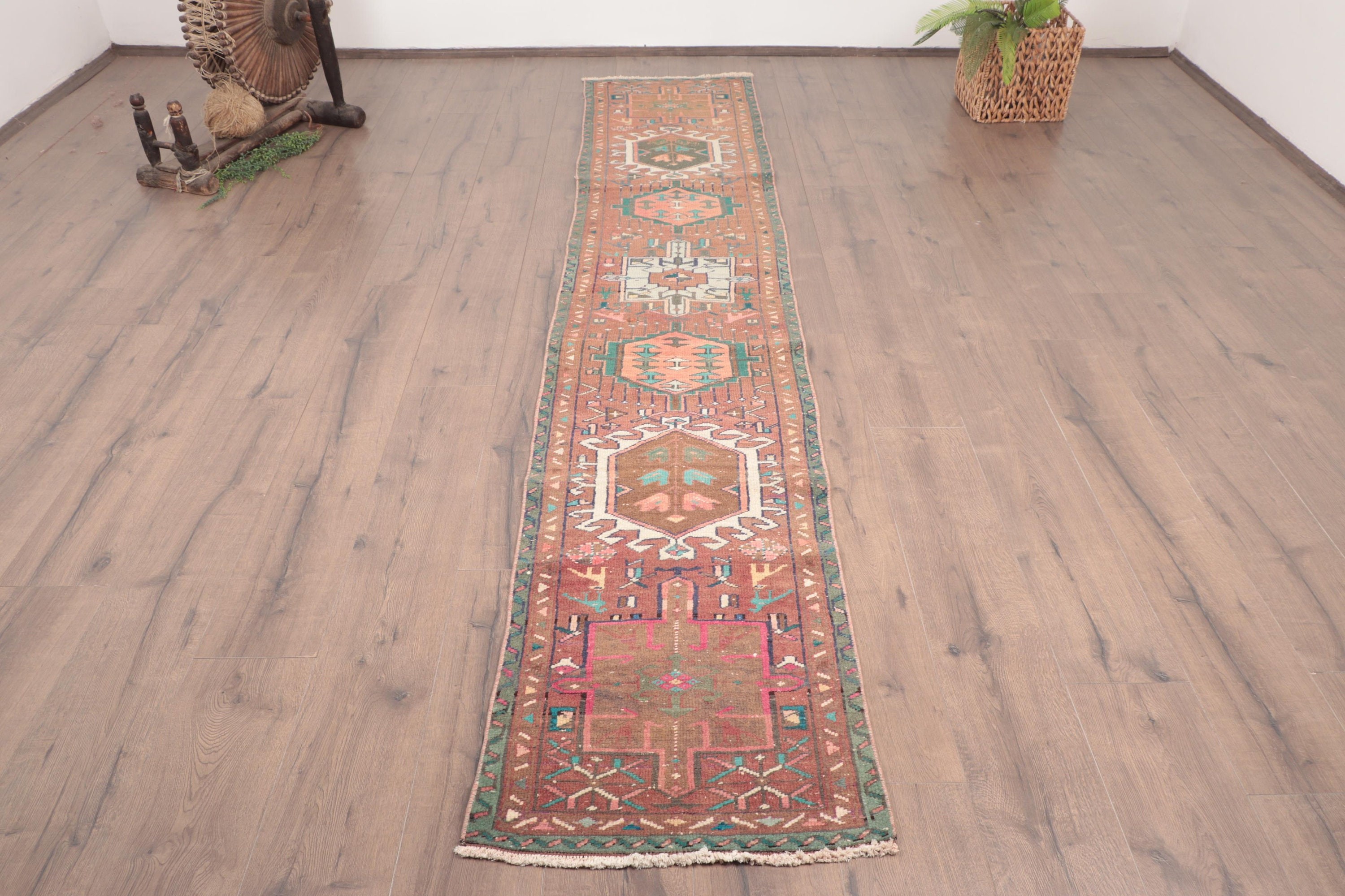 Vintage Rug, Hallway Rugs, 1.8x10.1 ft Runner Rugs, Turkish Rugs, Statement Rugs, Brown Luxury Rugs, Long Runner Rug, Handwoven Rugs