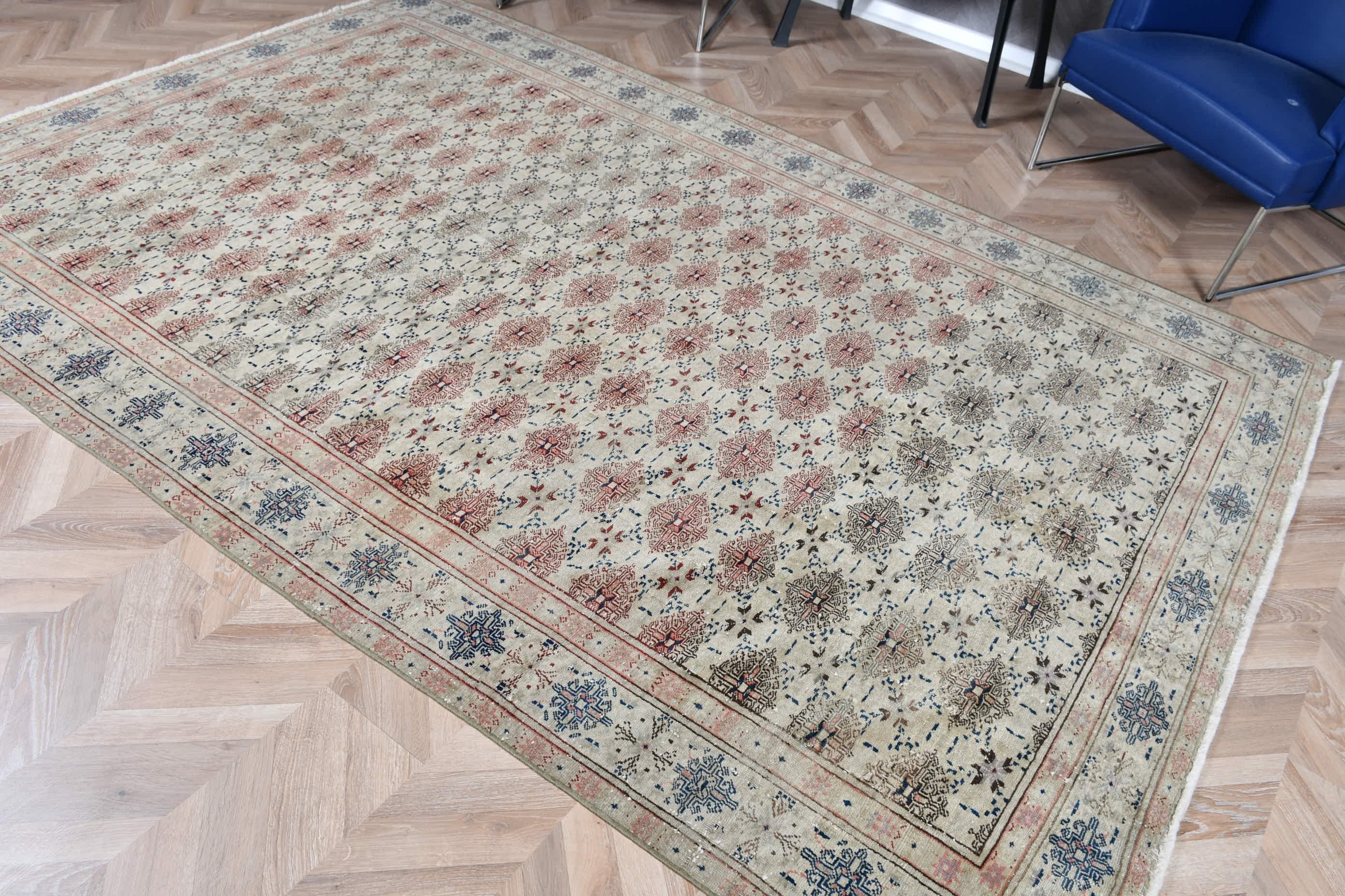 Salon Halıları, Bej Oryantal Halılar, 6,2x9,4 ft Büyük Halı, Vintage Halı, Salon Halısı, Türk Halıları, Oryantal Halılar, Oturma Odası Halısı, Havalı Halı