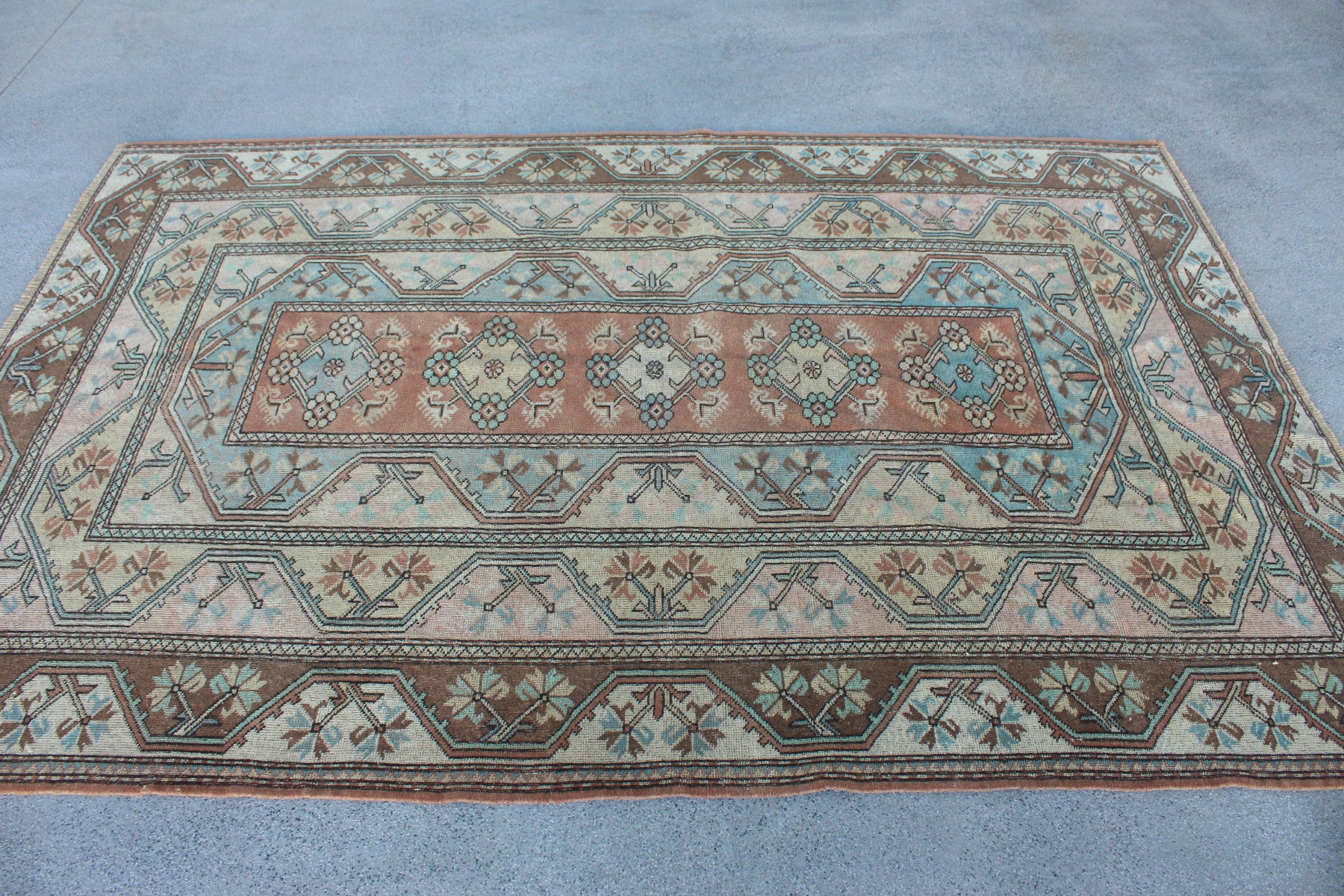 Brown Floor Rug, 5.3x7.8 ft Large Rugs, Oriental Rug, Turkish Rug, Aesthetic Rugs, Vintage Rugs, Living Room Rug, Salon Rug