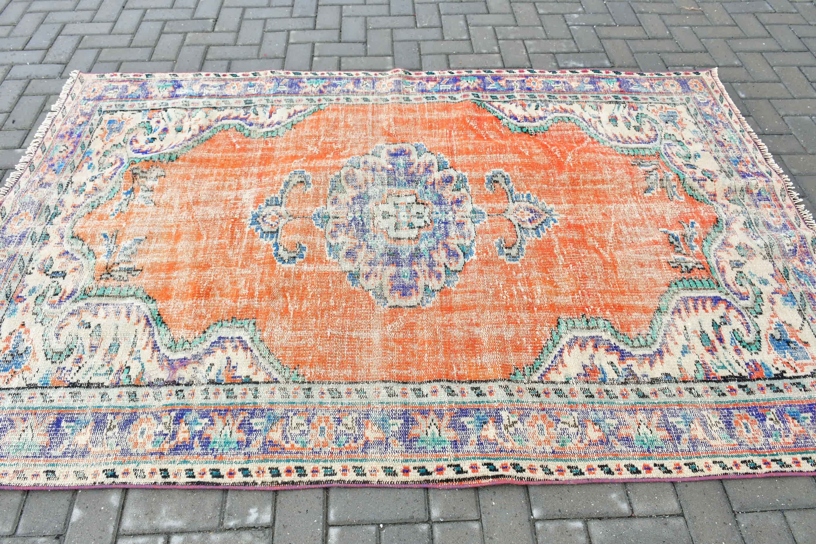 Çocuk Odası Halıları, Çocuk Odası Halıları, Oryantal Halı, 5,1x7,6 ft Alan Halısı, Vintage Halı, Soğuk Halı, İç Mekan Halıları, Kırmızı Antika Halı, Türk Halıları