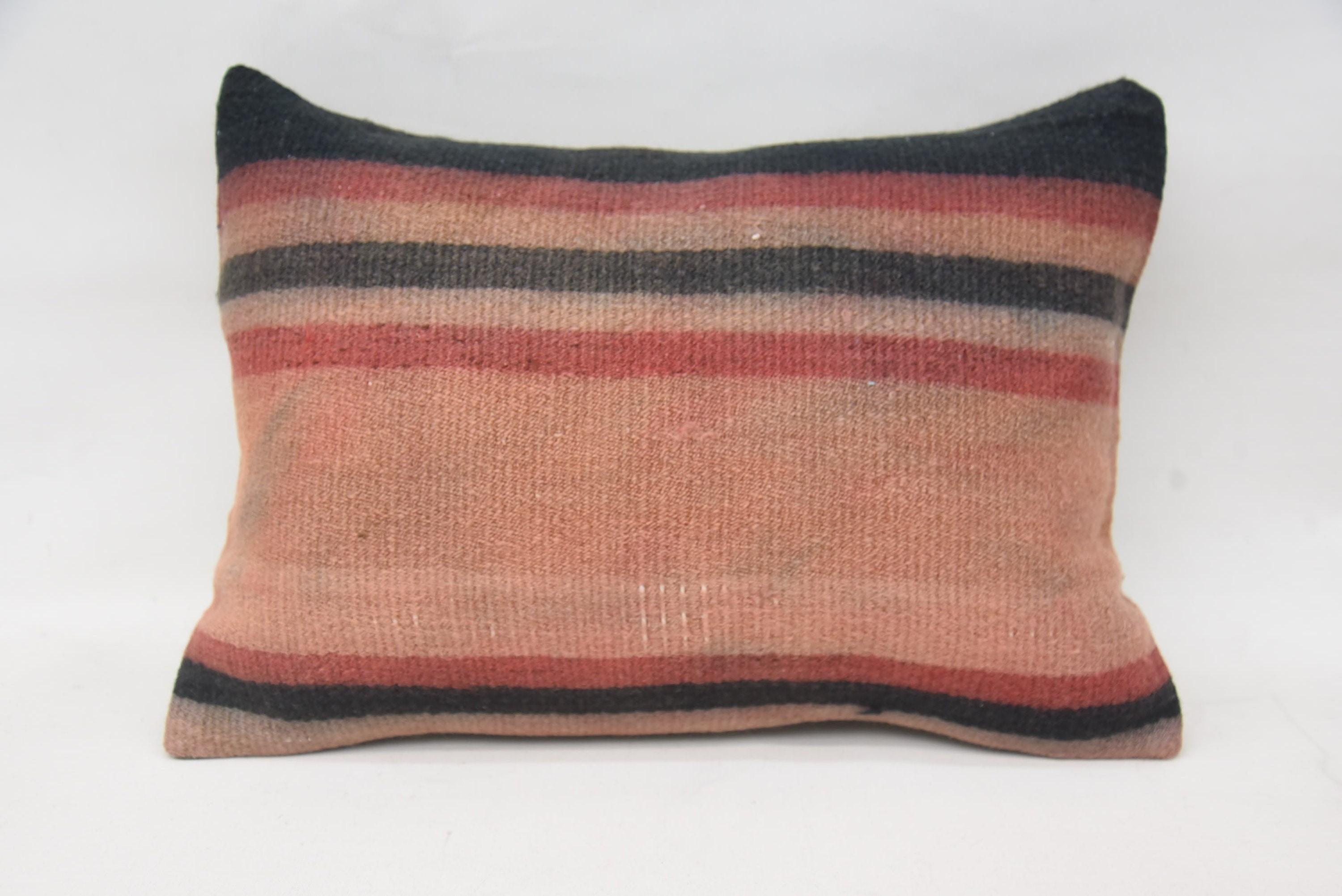 Ethnical Kilim Rug Pillow, Crochet Pattern Cushion Cover, Aztec Cushion, Interior Designer Pillow, 16"x24" Pink Pillow, Boho Pillow