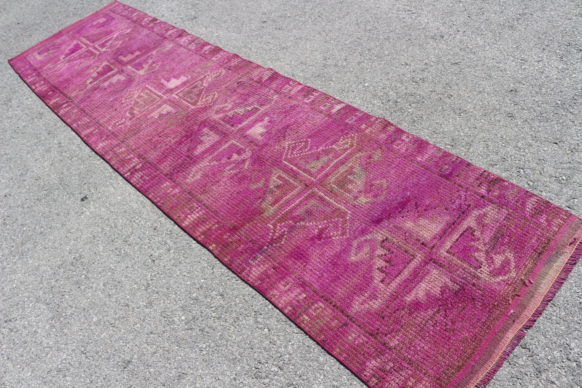 Vintage Halı, Anadolu Halısı, Koridor Halısı, Fas Halısı, 2.9x10.9 ft Runner Halısı, Türk Halısı, Pembe Oryantal Halısı, Koridor Halısı, Düz Dokuma Halıları