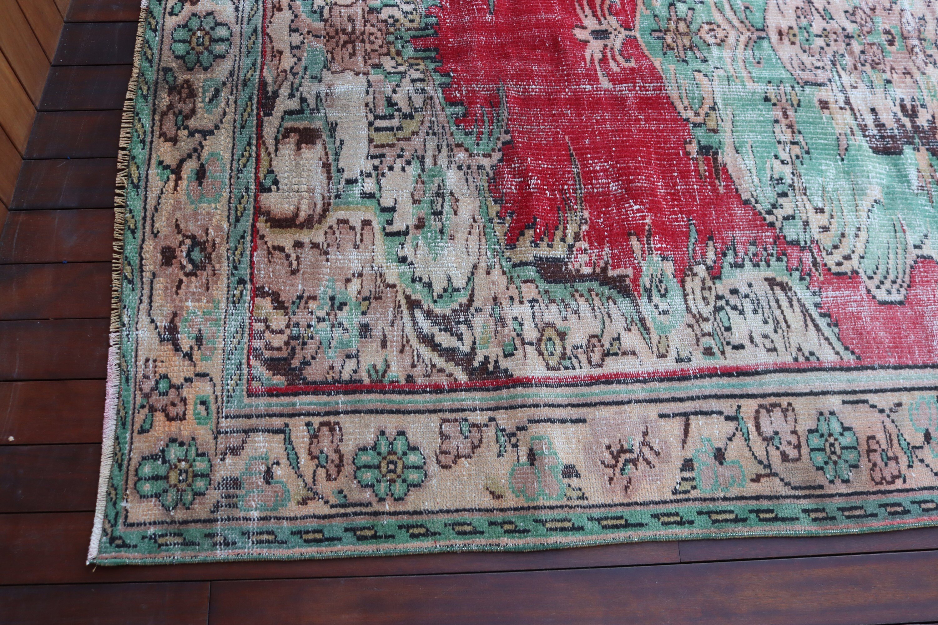 Türk Halıları, Vintage Halı, Kırmızı Fas Halısı, Anadolu Halısı, Büyük Oushak Halıları, Yer Halısı, Büyük Boho Halıları, 5.4x8 ft Büyük Halı