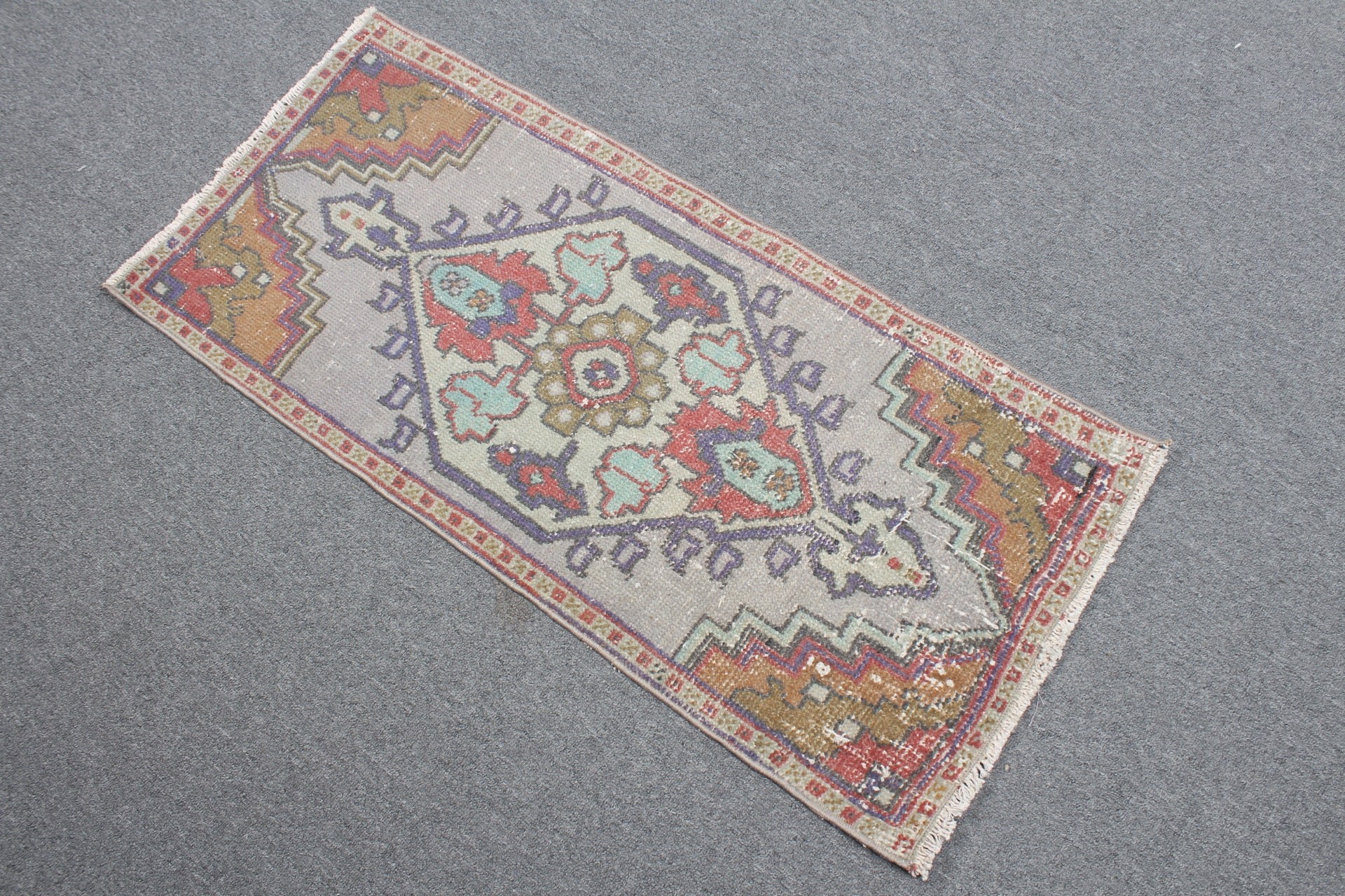 Vintage Rug, Rugs for Nursery, Turkish Rug, Entry Rugs, Kitchen Rug, Antique Rug, Gray Floor Rug, Bathroom Rug, 1.6x3.4 ft Small Rug