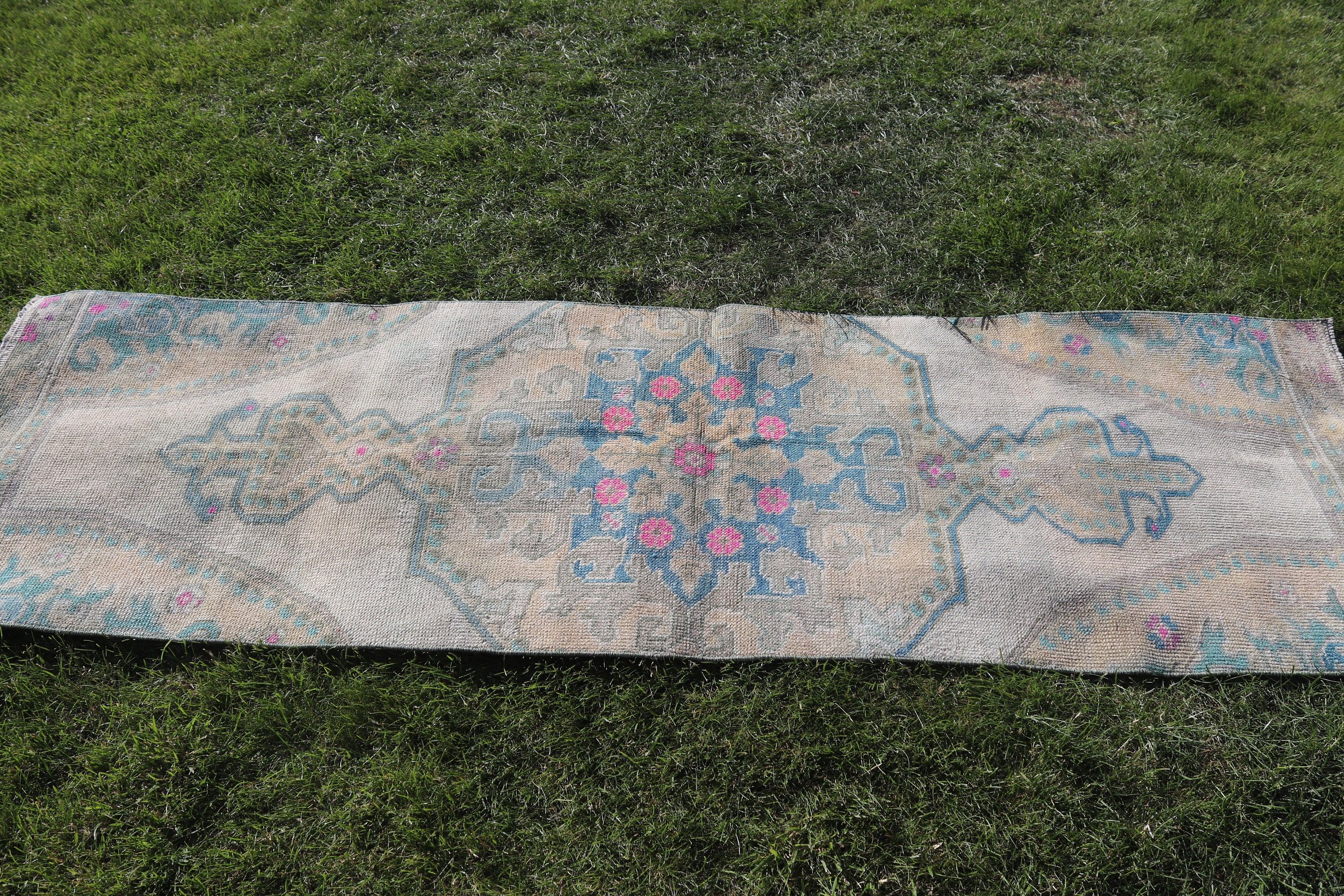 Lüks Halı, Runner Halıları, Mutfak Halıları, Yeşil El Dokuma Halıları, Türk Halısı, Vintage Halı, Havalı Halılar, Sanatsal Halı, 2,3x7,3 ft Runner Halısı