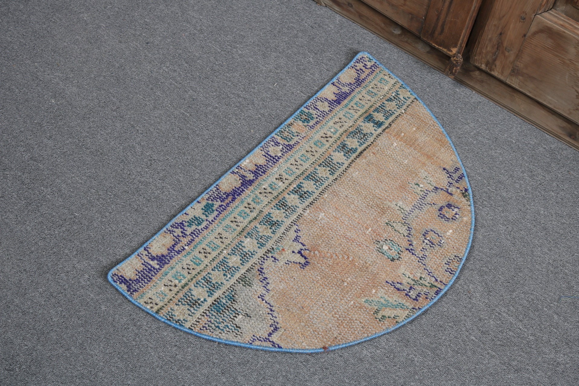 Yün Halılar, Oushak Halı, Türk Halısı, 2,4x1,4 ft Küçük Halılar, Banyo Paspası Boho Halısı, Vintage Halı, Giriş Halıları, Turuncu Nötr Halı, Kapı Paspası Halıları