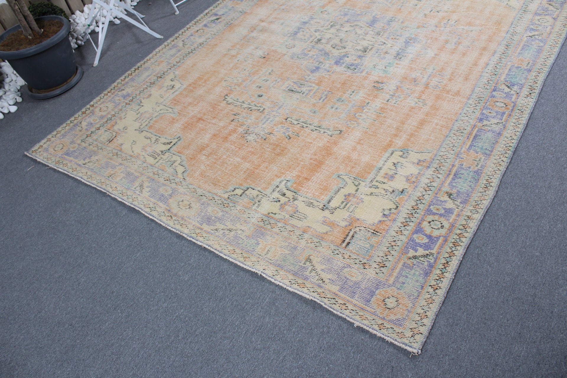 Orange Bedroom Rug, Oushak Rug, Dining Room Rug, 6.3x9.4 ft Large Rug, Turkish Rug, Rugs for Living Room, Moroccan Rugs, Vintage Rug