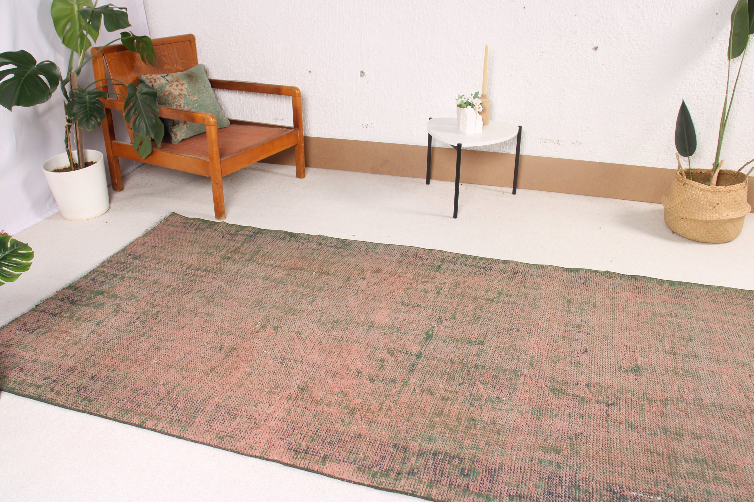 Uzun Yolluk Halıları, 4.1x11.9 ft Yolluk Halısı, Turuncu Yer Halısı, Vintage Halılar, Anadolu Halıları, Geometrik Halılar, Türk Halıları, Merdiven Halıları