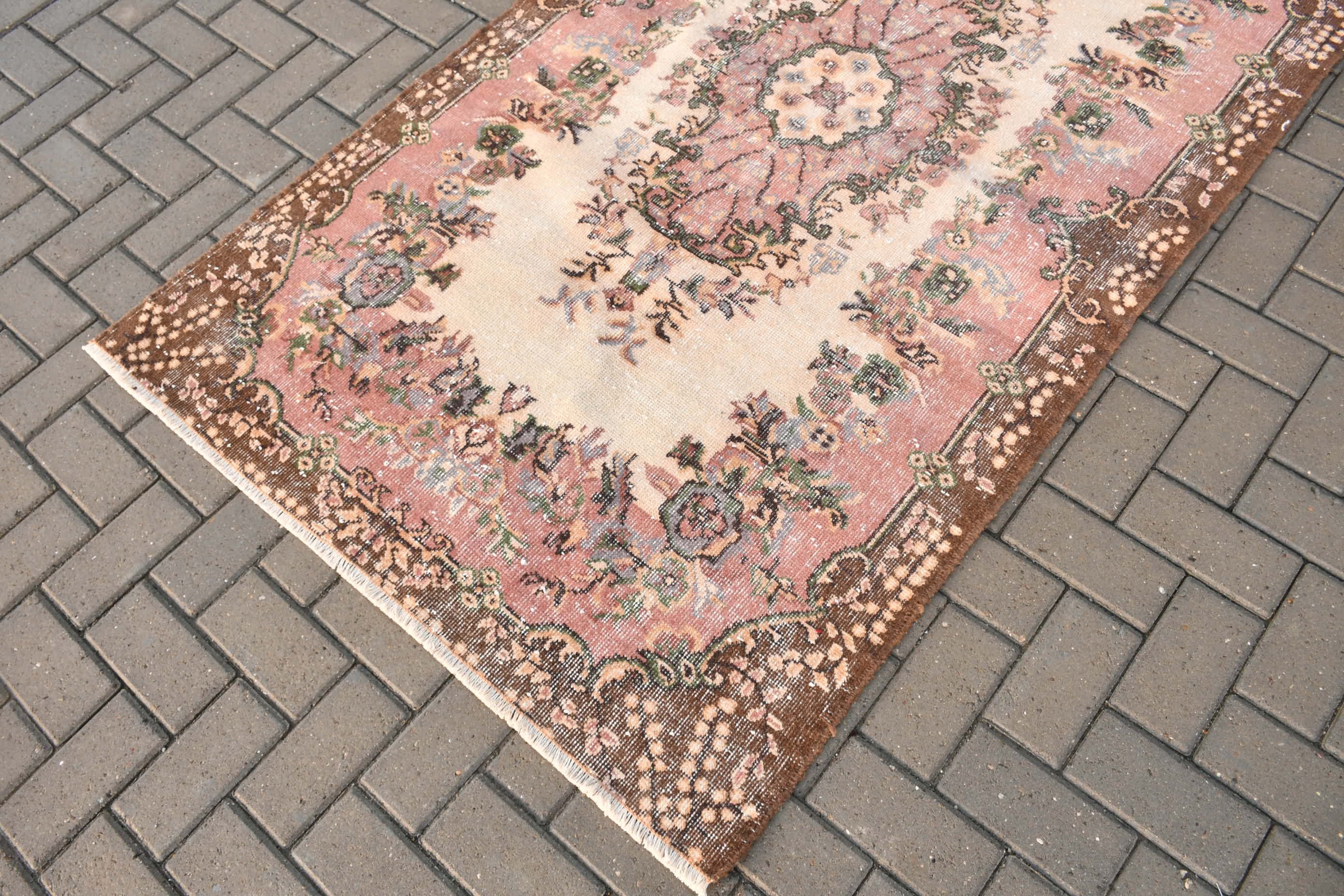 Vintage Rug, Rugs for Area, Pink Antique Rug, Dorm Rugs, Turkish Rug, Wool Rugs, Oriental Rug, Bedroom Rugs, 3.8x6.8 ft Area Rug, Boho Rug