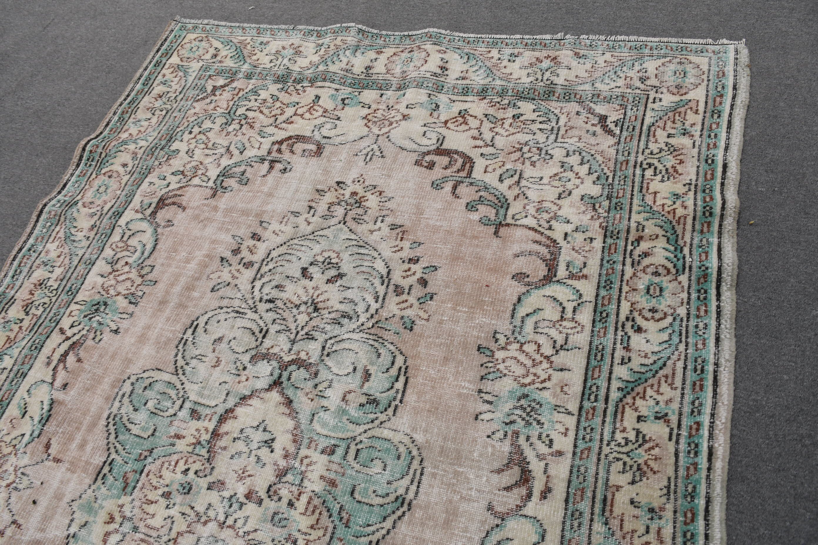 Beige  6x9.7 ft Large Rugs, Dining Room Rug, Rugs for Salon, Turkish Rug, Wool Rug, Vintage Rug, Bedroom Rug, Outdoor Rug