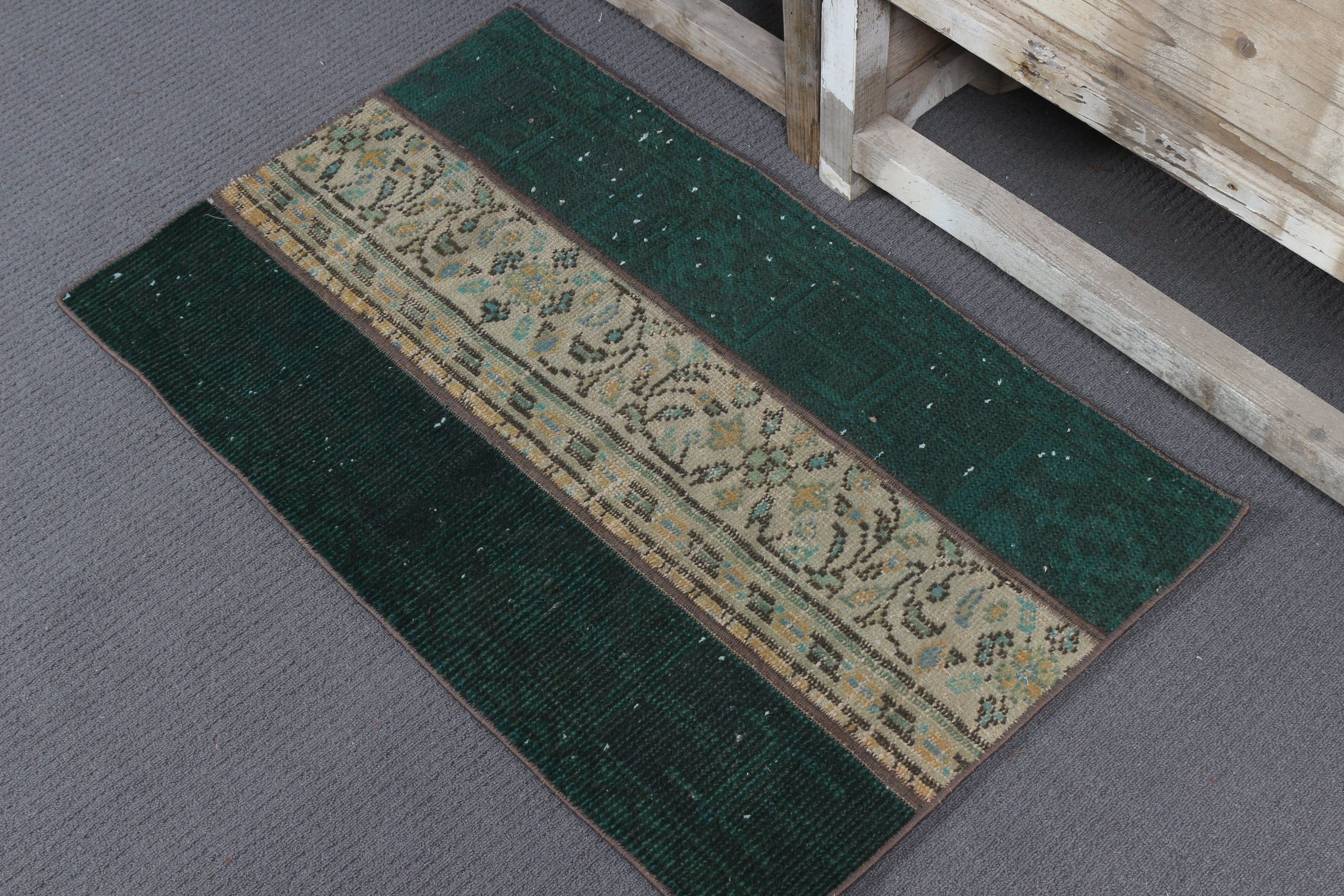 Vintage Rug, Turkish Rugs, Anatolian Rug, Oushak Rug, Kitchen Rug, Rugs for Bath, 1.9x3.1 ft Small Rug, Green Anatolian Rug, Bath Rug