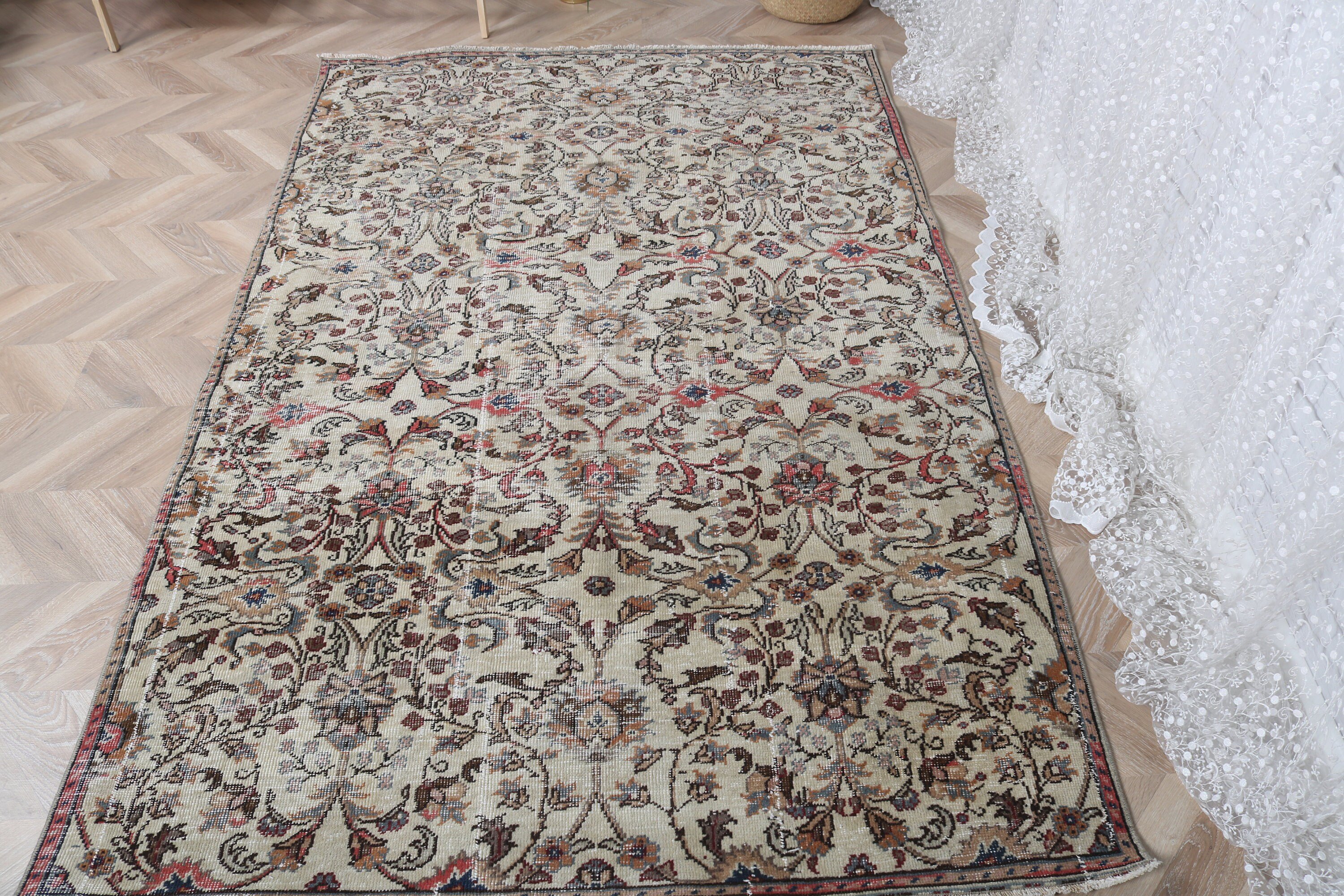 Nursery Rugs, Vintage Rugs, Neutral Rugs, Indoor Rugs, Turkish Rugs, Beige Boho Rug, Modern Rugs, Vintage Decor Rugs, 4.7x7.2 ft Area Rugs