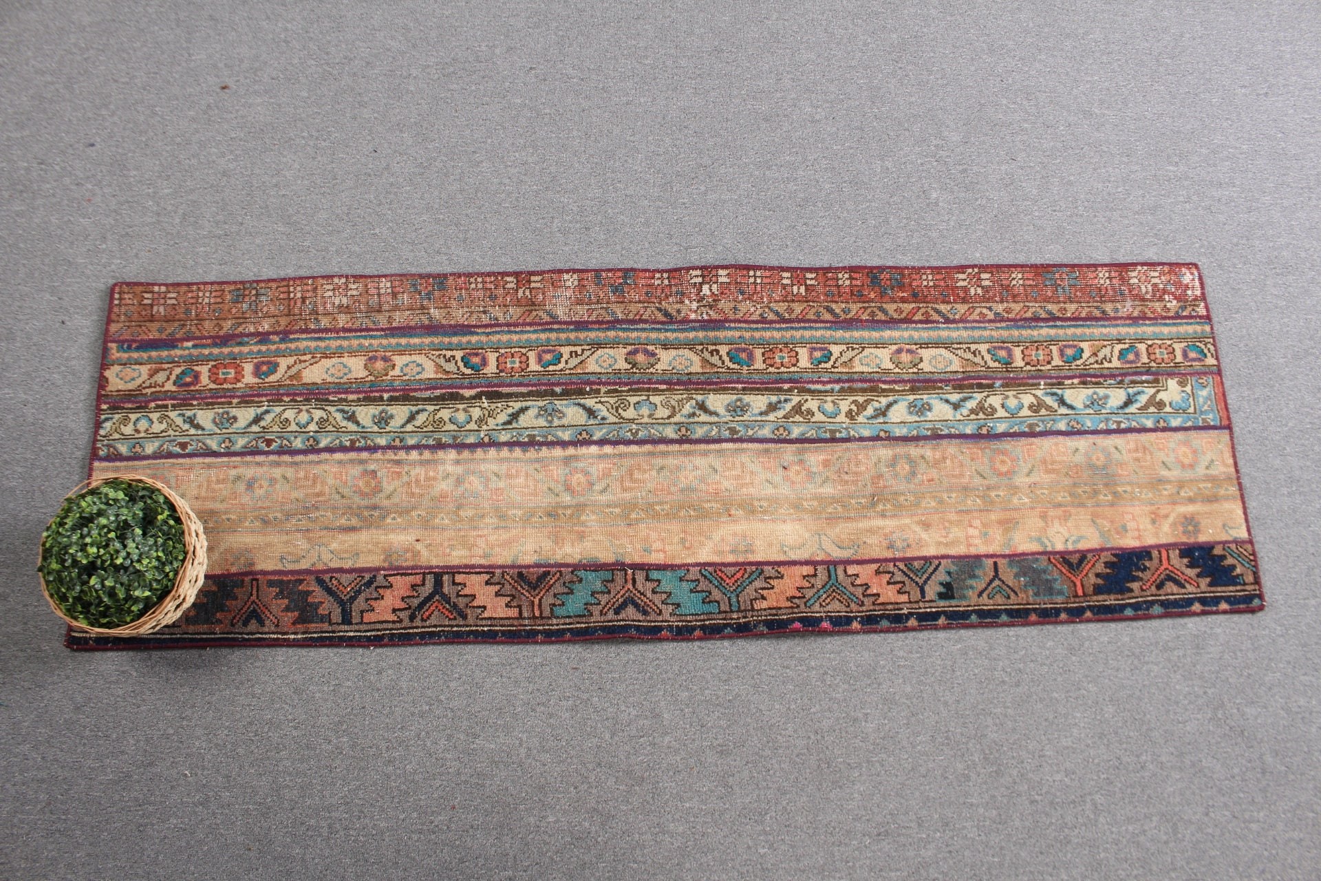 Oriental Rug, Green Oushak Rugs, Rugs for Corridor, Vintage Rugs, Stair Rug, Boho Rug, Home Decor Rug, 1.9x5.9 ft Runner Rugs, Turkish Rugs