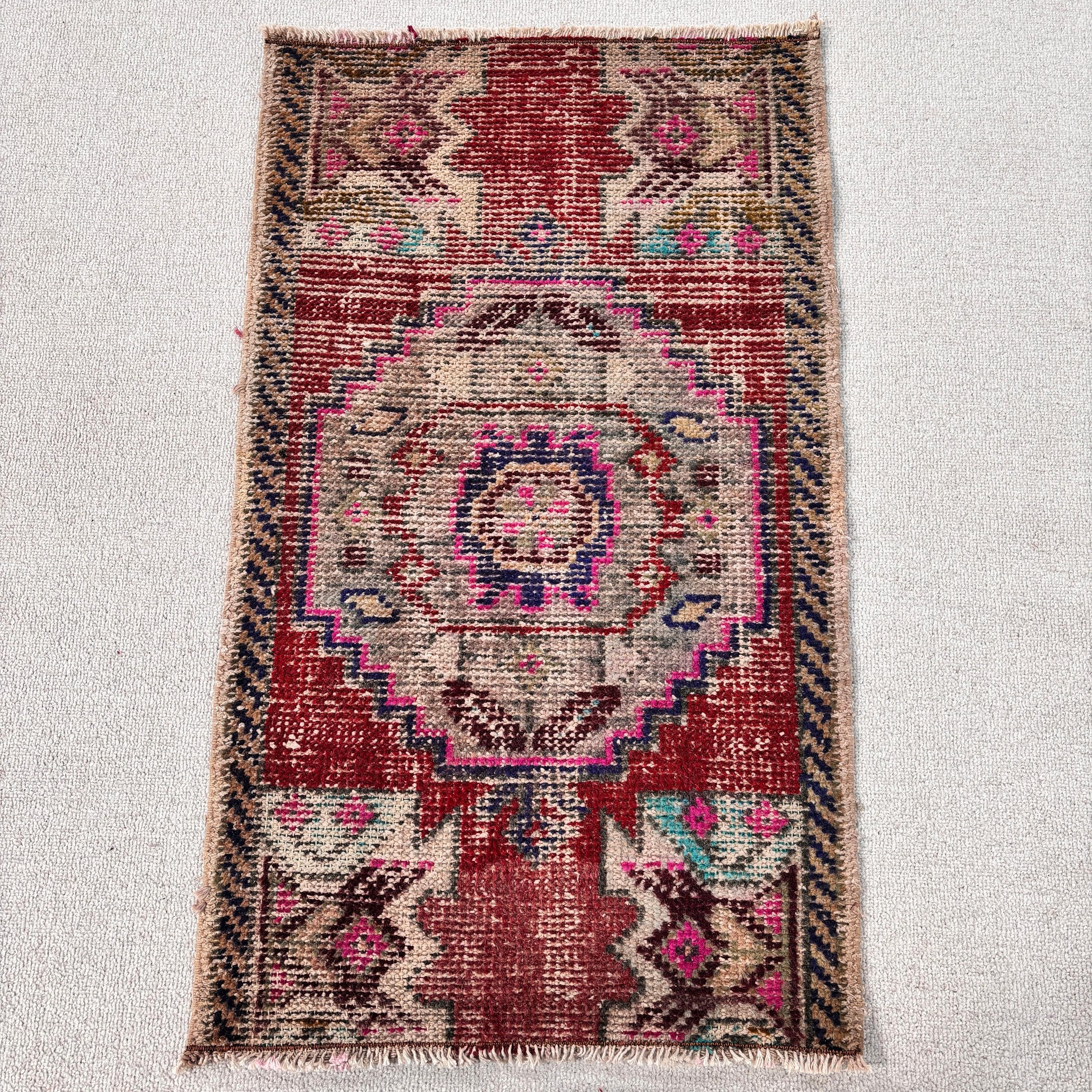 Kırmızı Nötr Halılar, Yün Halılar, Türk Halıları, Çocuk Halısı, Fas Halısı, El Yapımı Halı, Duvara Asılı Halı, Vintage Halılar, 1.6x2.8 ft Küçük Halılar