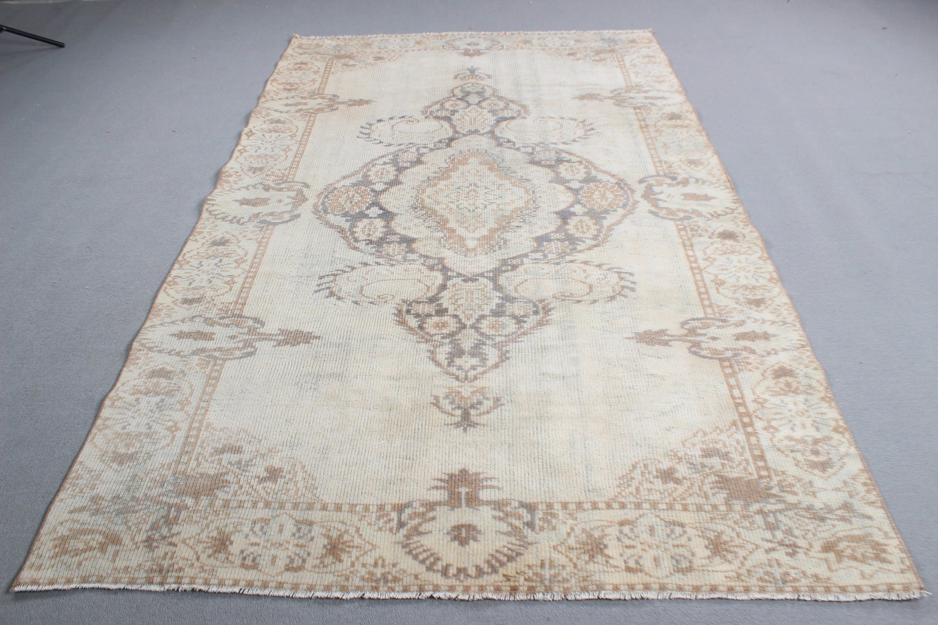 Beige Kitchen Rug, Living Room Rug, Turkish Rugs, Large Oushak Rugs, Statement Rug, 5.3x9.1 ft Large Rug, Vintage Rugs, Flatweave Rugs