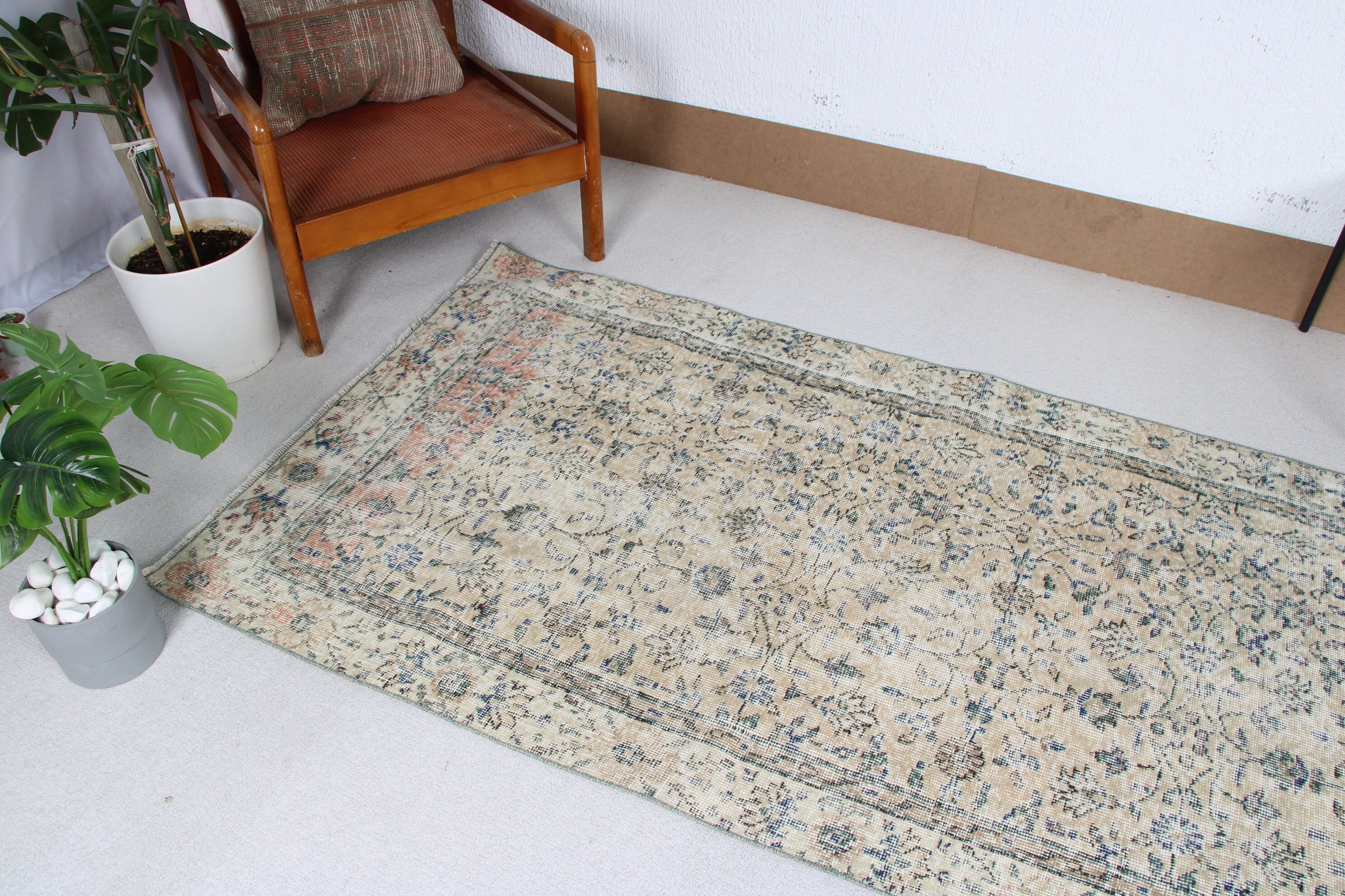 Havalı Halılar, Mutfak Halıları, Türk Halısı, Dekoratif Halılar, Bej Düz Dokuma Halı, 3,4x6,4 ft Vurgulu Halı, Vintage Halılar, Yer Halısı, Lüks Halılar