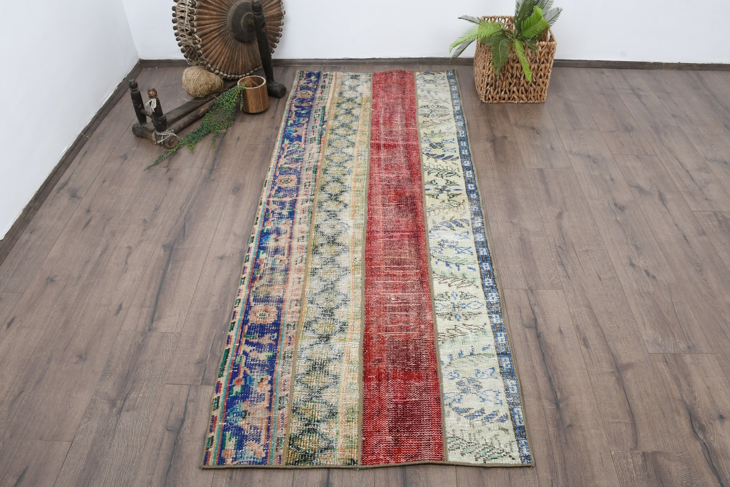 Rugs for Corridor, Blue Floor Rugs, 2.7x6.9 ft Runner Rugs, Pale Rug, Vintage Rug, Kitchen Rugs, Moroccan Rug, Corridor Rug, Turkish Rug