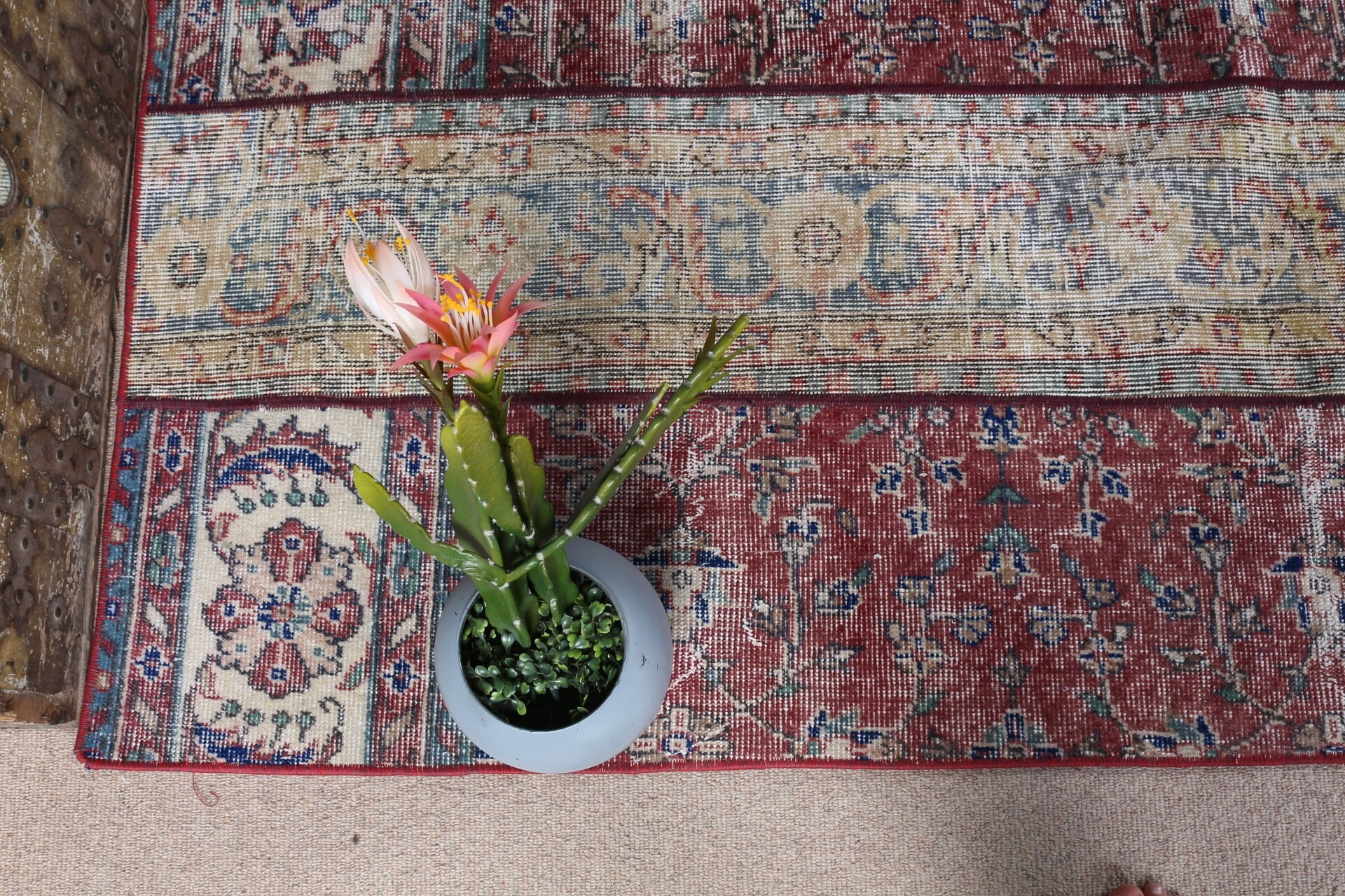 Oushak Rugs, Rugs for Bedroom, Turkish Rug, Antique Rug, Entry Rug, Nursery Rug, Vintage Rugs, 3x6.8 ft Accent Rug, Red Oriental Rug