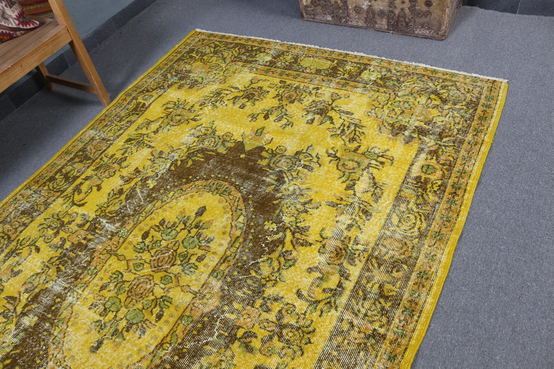 Turkish Rug, Old Rug, Bedroom Rug, Moroccan Rugs, 5.7x9.1 ft Large Rug, Vintage Rug, Home Decor Rugs, Yellow Anatolian Rug, Living Room Rug