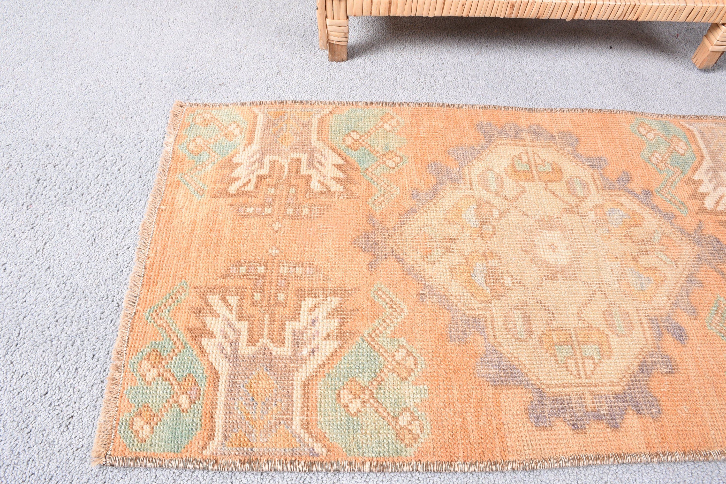 Rugs for Nursery, Bedroom Rugs, Orange Oushak Rug, Vintage Rug, Bath Rugs, Entry Rug, Turkish Rug, 1.3x2.4 ft Small Rug