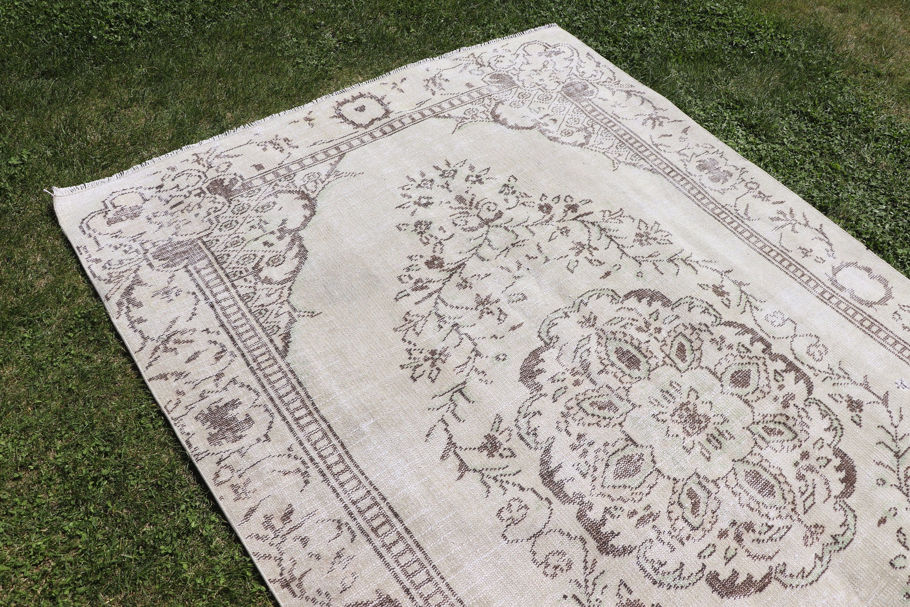 Türk Halıları, Yün Halılar, Vintage Halı, Boho Halılar, Nötr Halılar, Büyük Vintage Halı, Yeşil Fas Halıları, 5.2x8.5 ft Büyük Halı, Yatak Odası Halıları