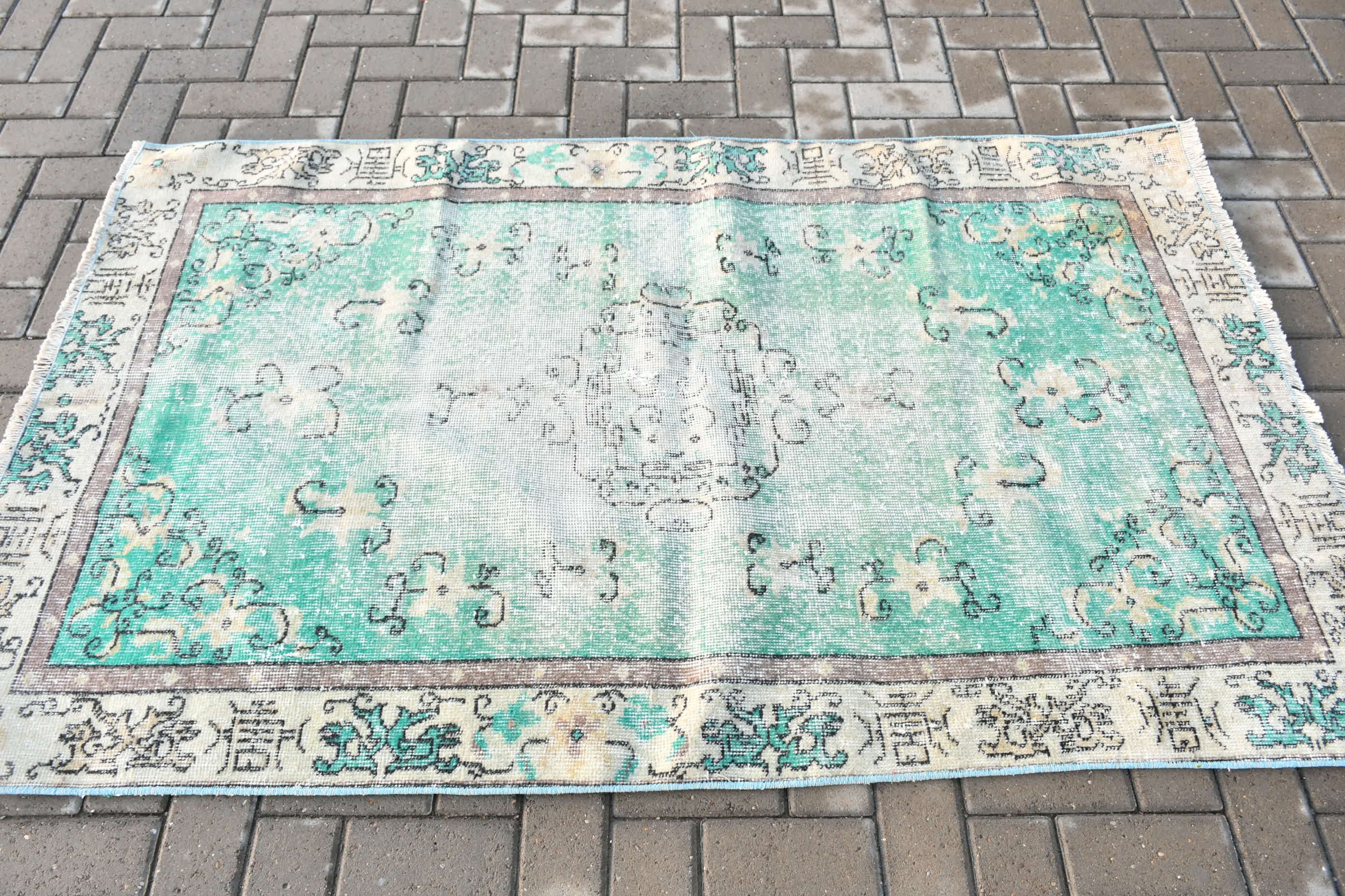 Anatolian Rug, Oushak Rugs, Green Bedroom Rugs, Turkish Rug, Entry Rug, Kitchen Rug, Vintage Rug, Rugs for Bedroom, 3.6x6.1 ft Accent Rugs