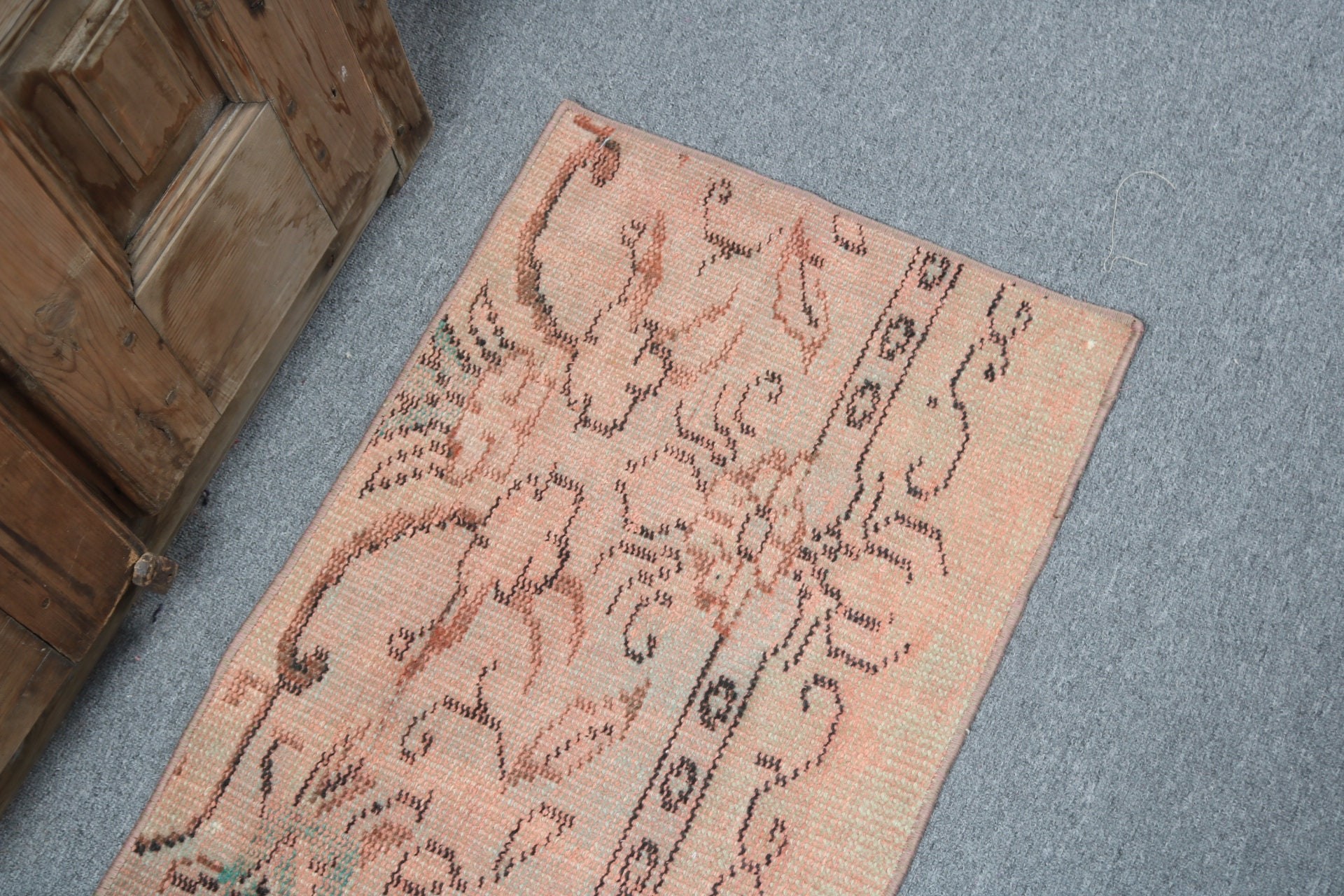 Fas Halısı, Estetik Halı, Türk Halısı, Turuncu Soğuk Halı, Vintage Halı, Mutfak Halıları, 1.6x3.3 ft Küçük Halı, Duvara Asılı Halılar, Giriş Halıları