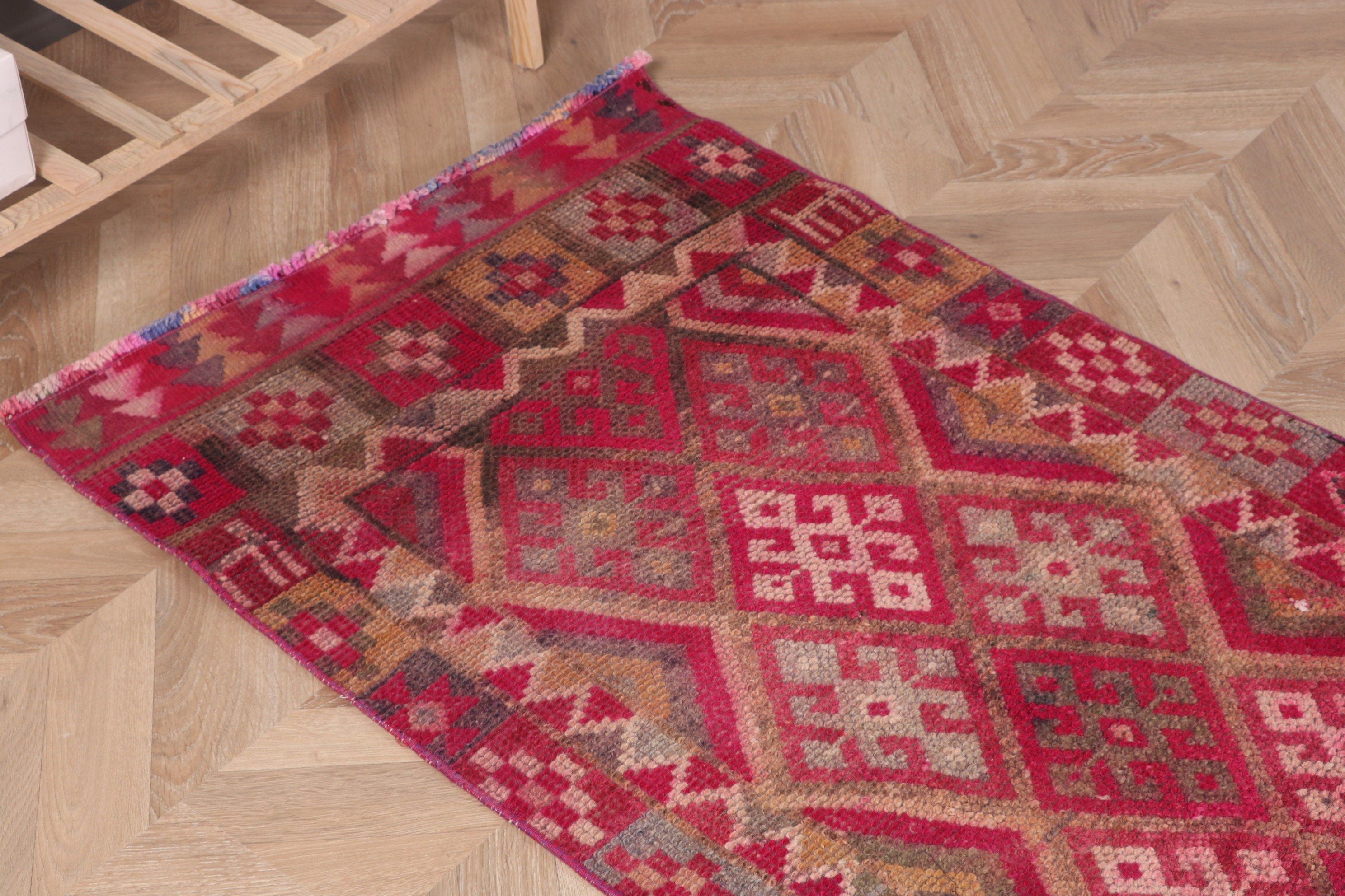 Oryantal Halı, Türk Halıları, Yün Halı, Mutfak Halıları, Vintage Halılar, Pembe Fas Halıları, Beni Ourain Yolluk Halıları, 2,5x12,2 ft Yolluk Halısı