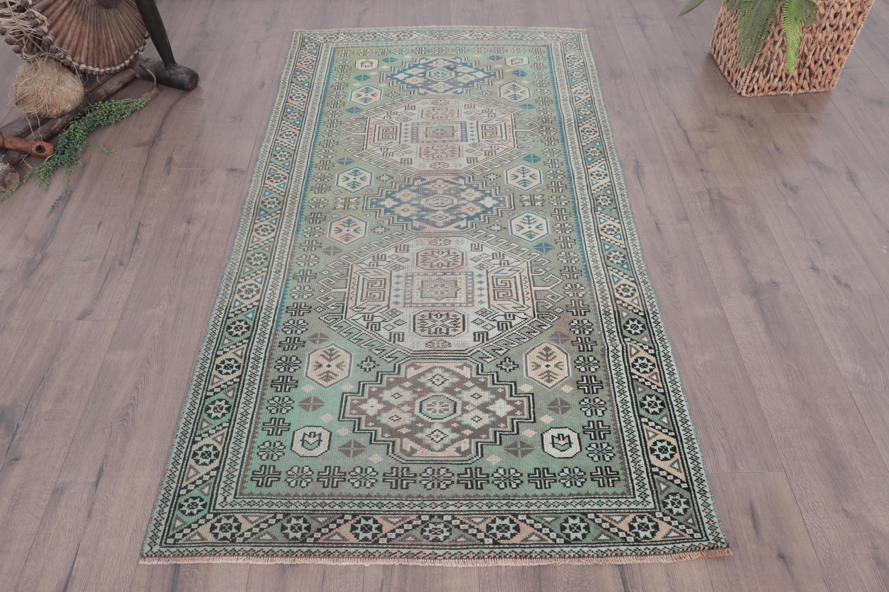 Havalı Halı, 3,2x6,1 ft Aksan Halıları, Türk Halıları, Boho Vurgu Halısı, Nötr Halı, Kahverengi El Dokuma Halılar, Etnik Halı, Vintage Halı, Çocuk Halıları