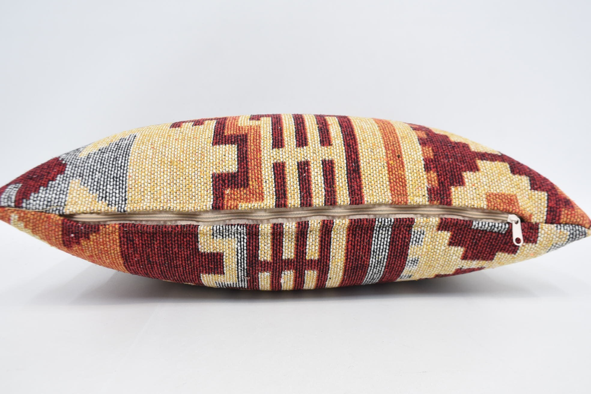 Cotton Cushion, Couch Cushion Cover, Turkish Kilim Pillow, Ethnical Kilim Rug Pillow, Vintage Kilim Pillow, 16"x24" Red Cushion