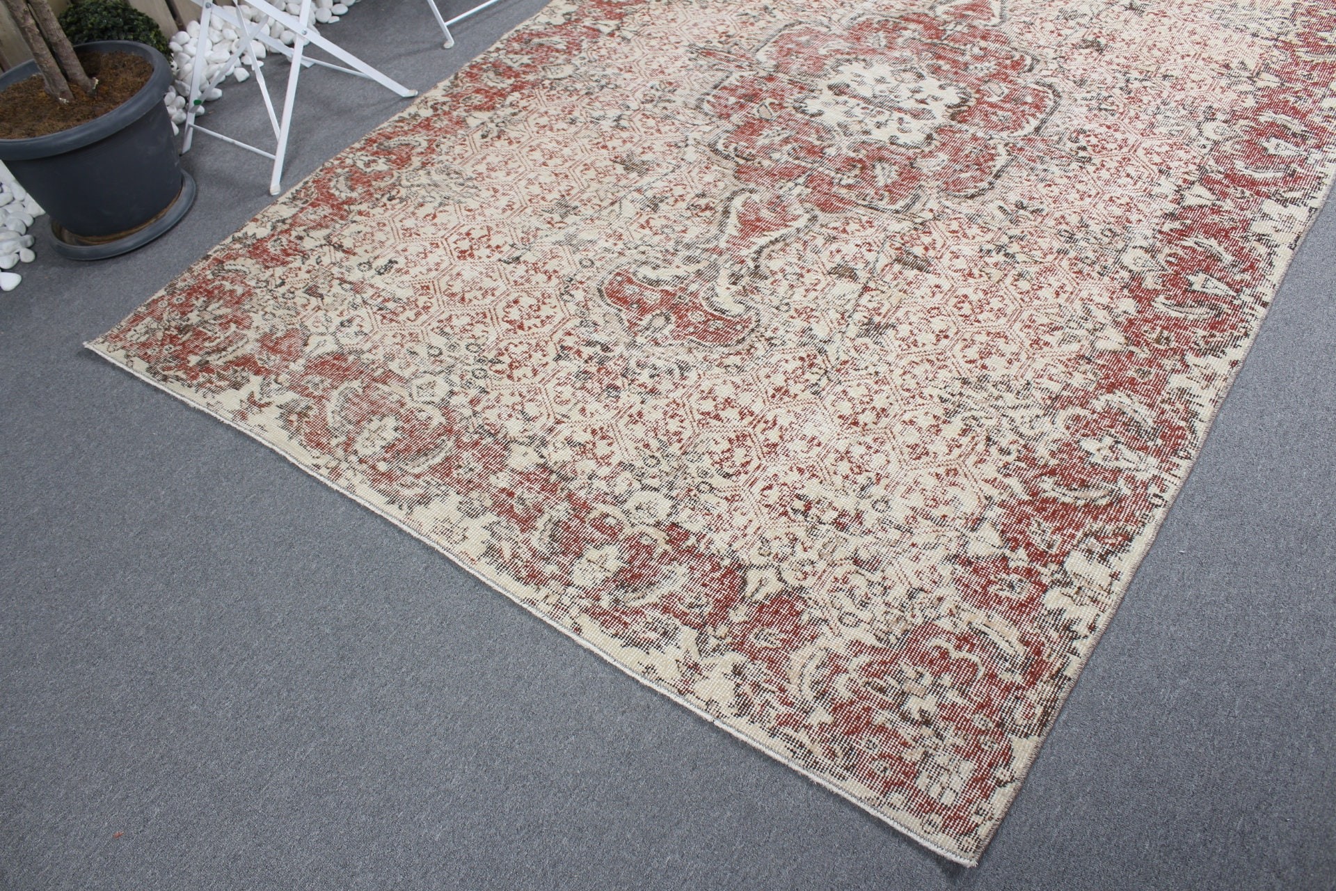 Dining Room Rug, Living Room Rugs, Floor Rugs, Turkish Rug, Vintage Rugs, Handmade Rug, Cool Rug, Beige  5.9x8.9 ft Large Rugs