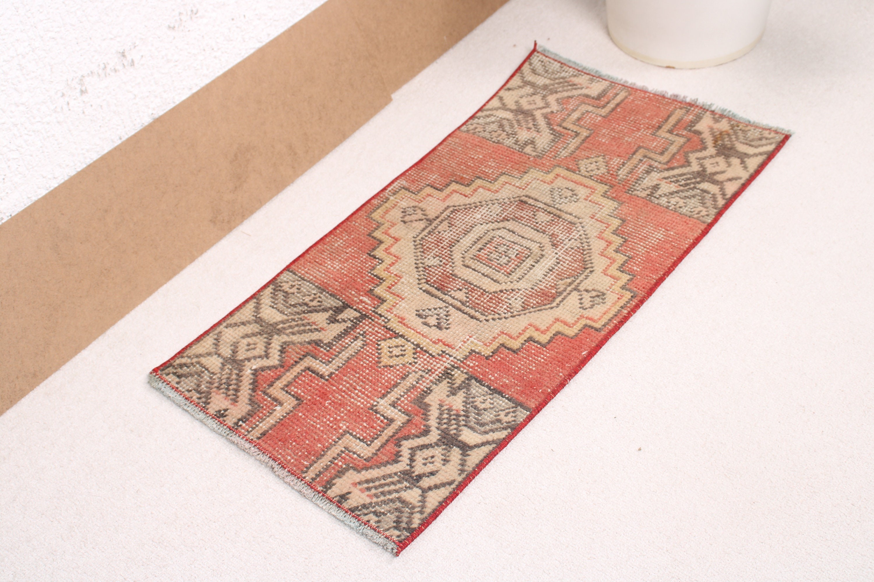 Vintage Decor Rug, Bedroom Rug, Small Boho Rugs, Red Wool Rugs, Cool Rug, Door Mat Rugs, Vintage Rugs, Turkish Rug, 1.3x2.6 ft Small Rugs