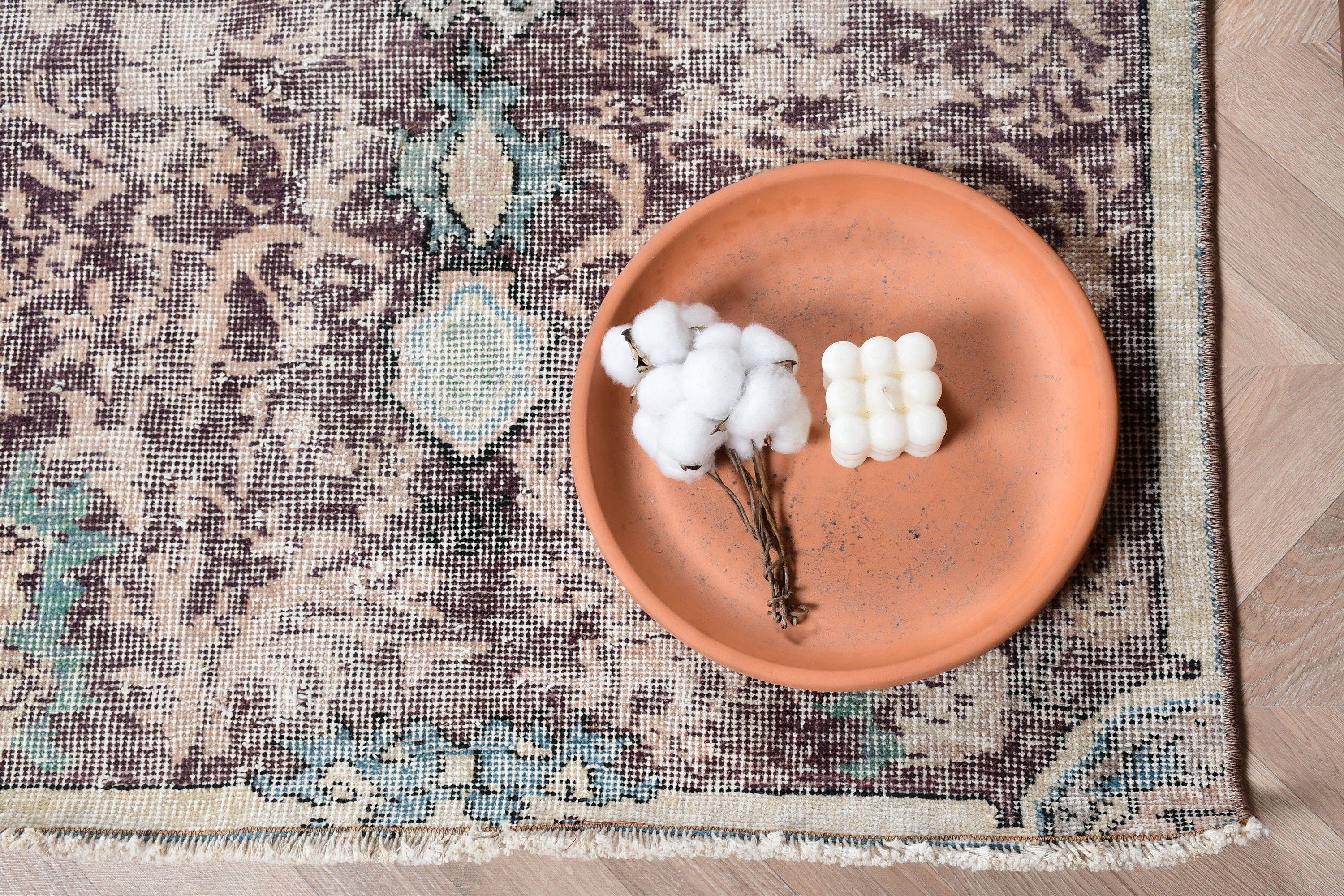 Organik Halı, Vintage Halı, 2.8x5.9 ft Accent Halı, Türk Halısı, Yatak Odası Halıları, Yatak Odası Halısı, Mor Ev Dekor Halısı, Giriş Halısı